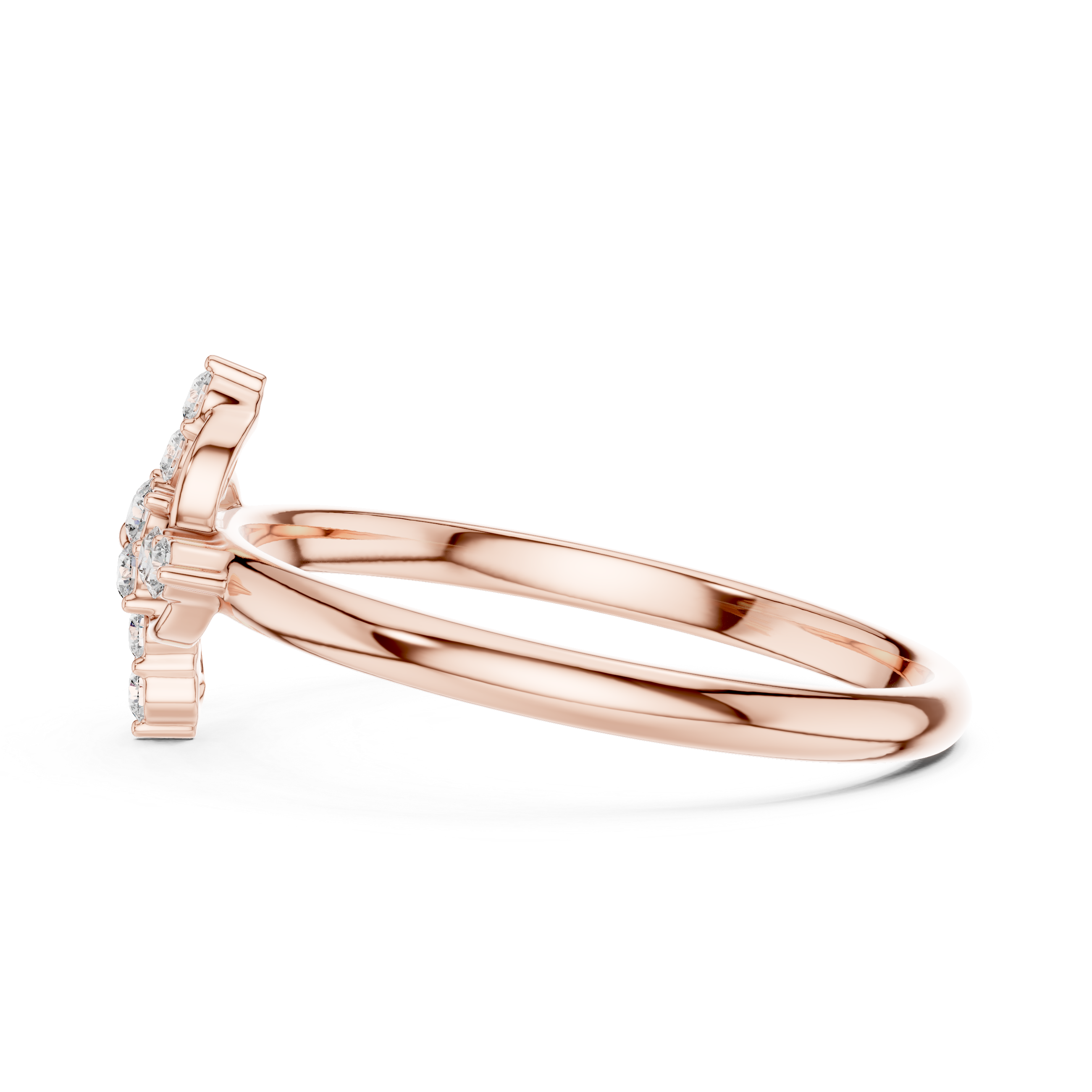 Floral Swirl Diamond Ring – Elegant Cross Cluster Design