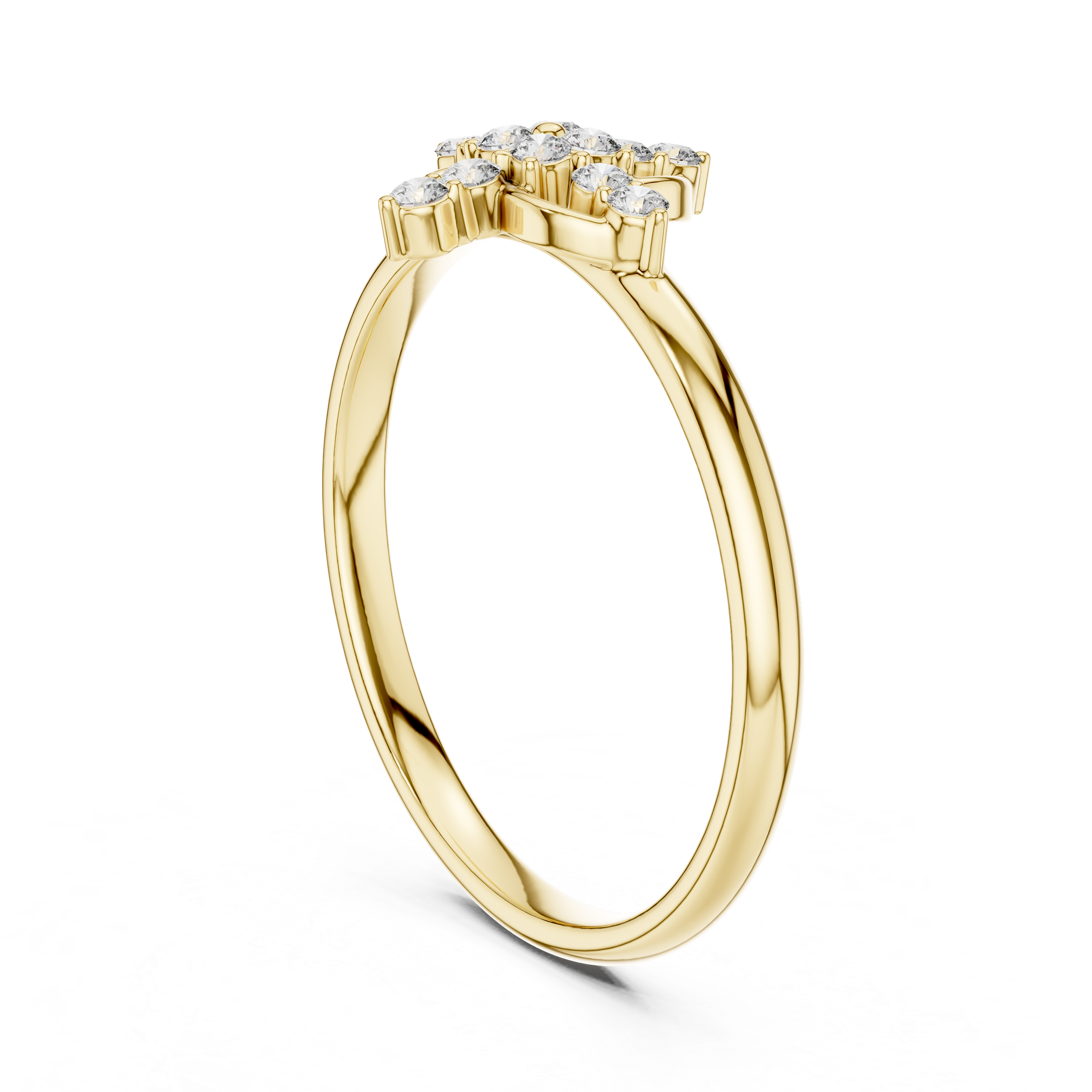 Floral Swirl Diamond Ring – Elegant Cross Cluster Design