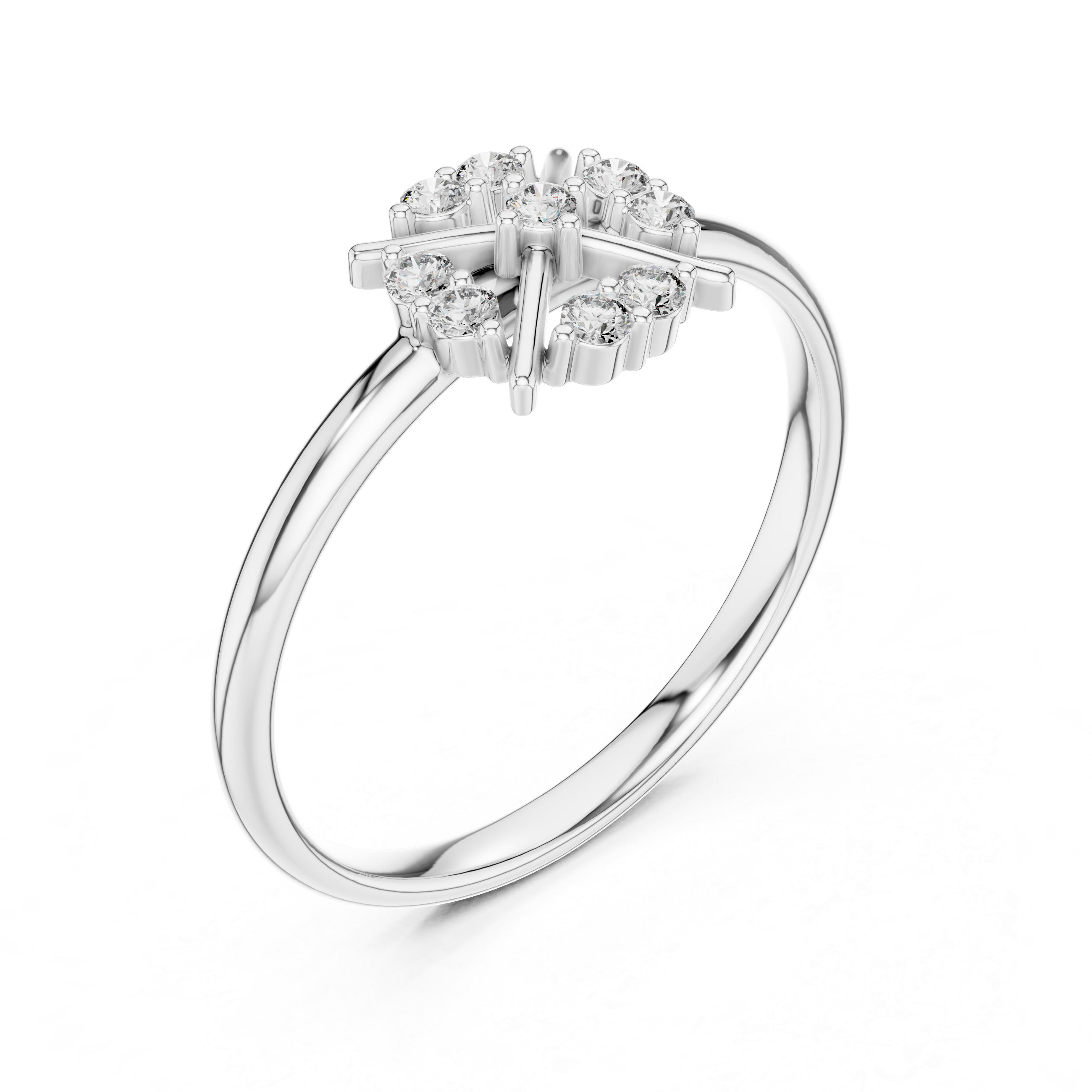 Geometric Diamond Cluster Ring – Minimal Starburst Design