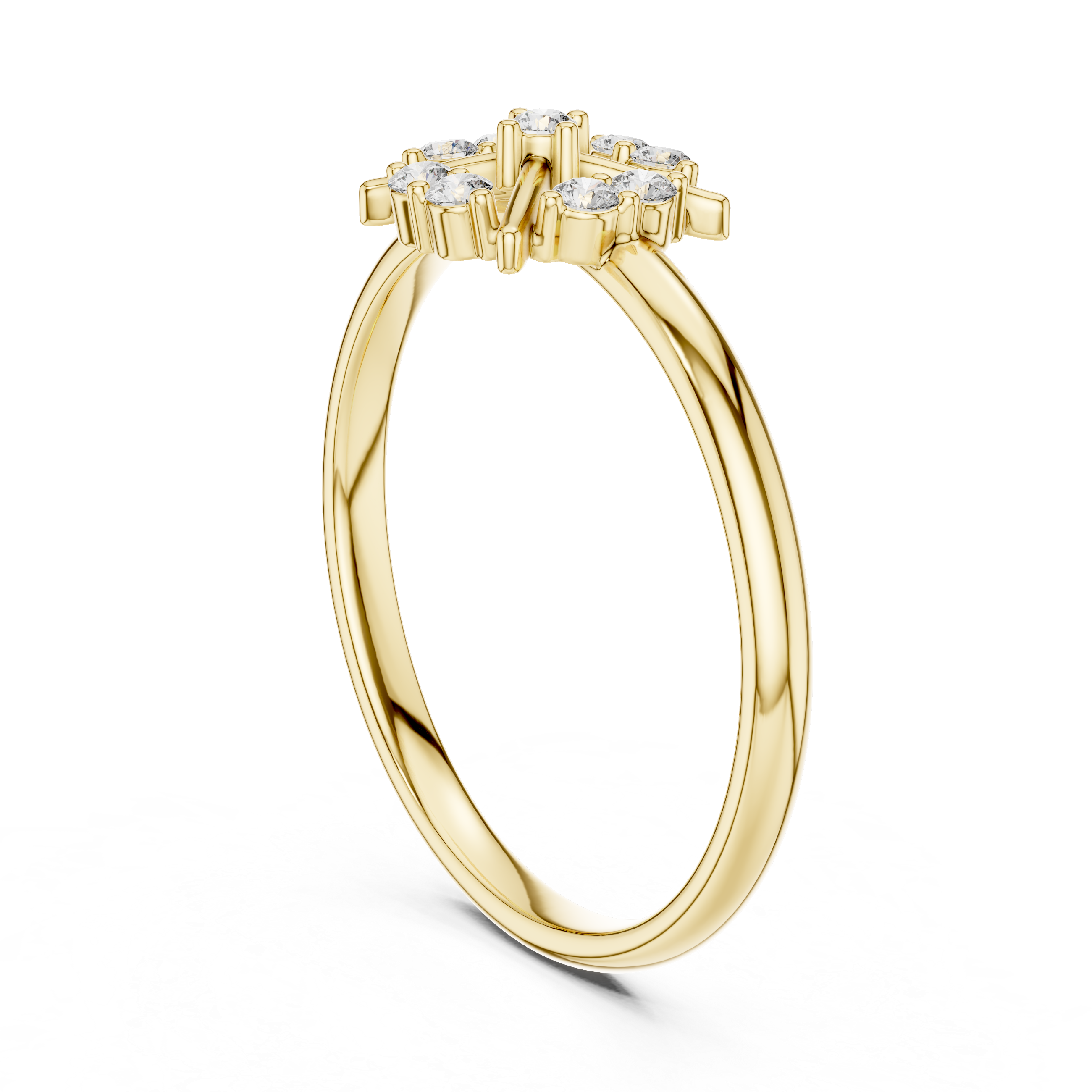 Geometric Diamond Cluster Ring – Minimal Starburst Design