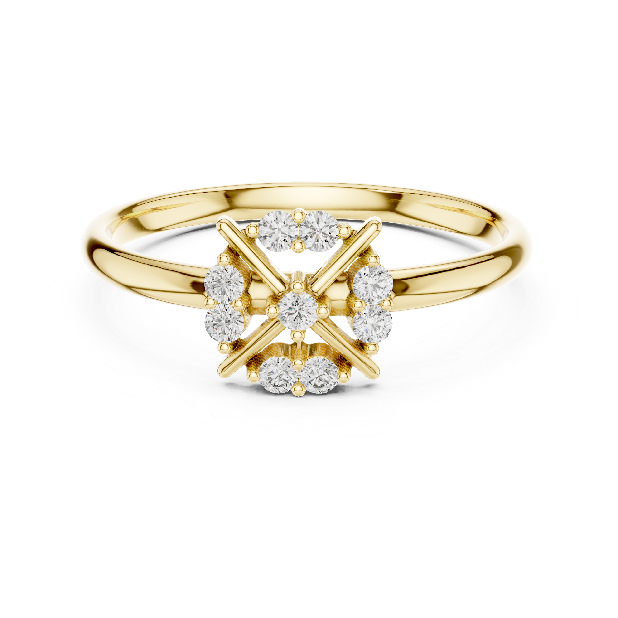 Geometric Diamond Cluster Ring – Minimal Starburst Design