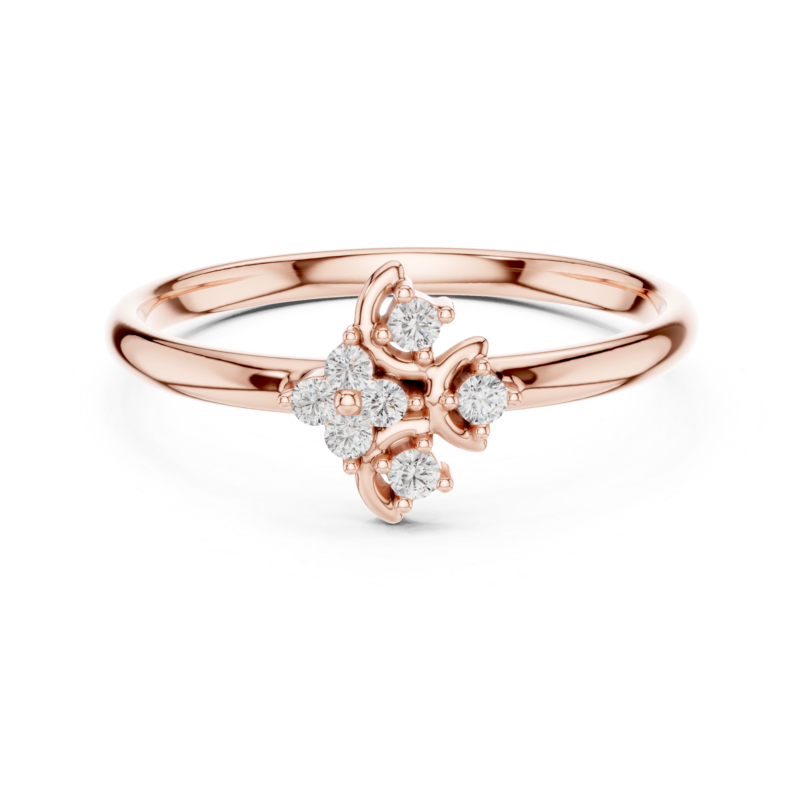 Asymmetrical Diamond Cluster Ring – Modern Organic Floral Design