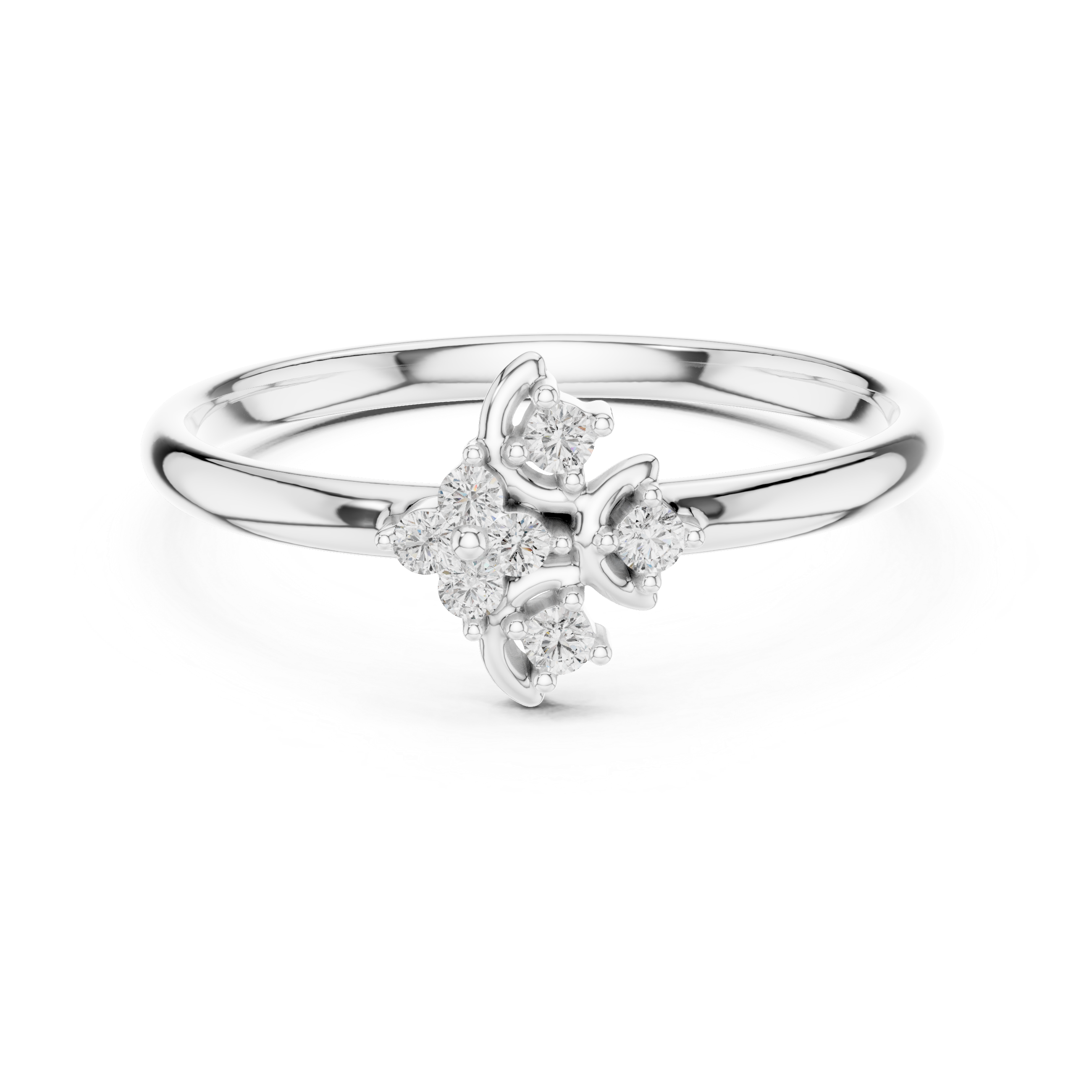 Asymmetrical Diamond Cluster Ring – Modern Organic Floral Design