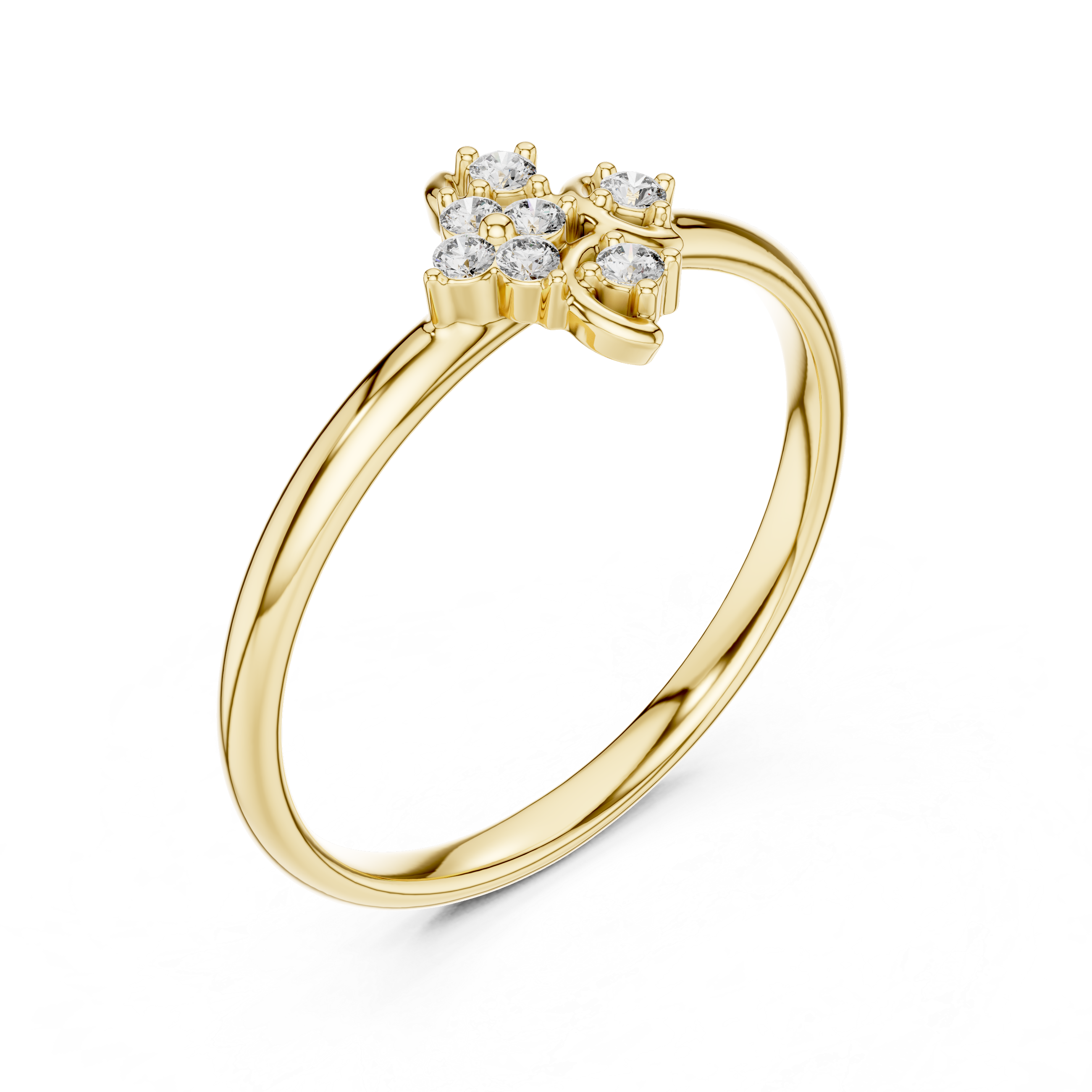 Asymmetrical Diamond Cluster Ring – Modern Organic Floral Design