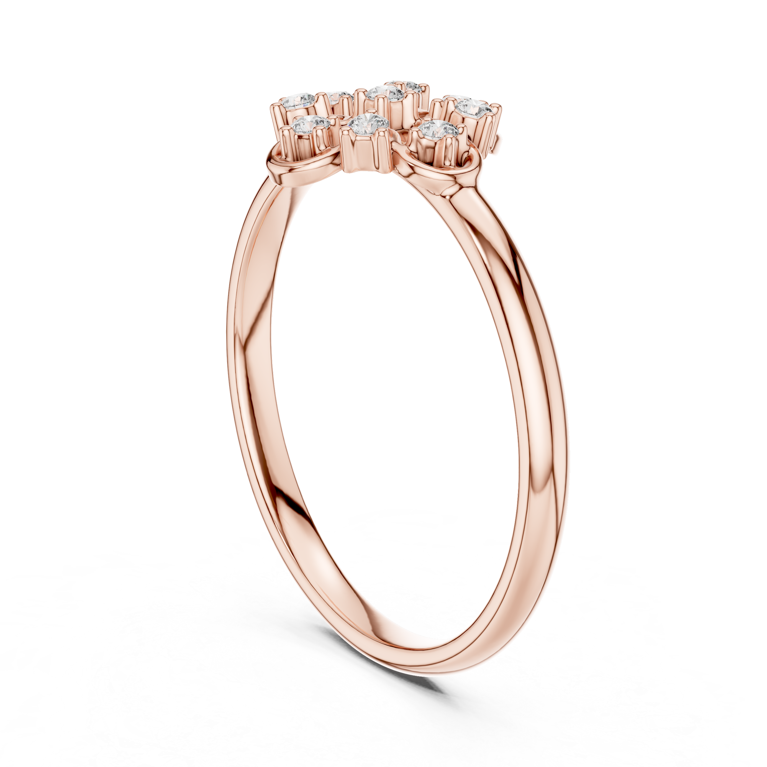 Elegant Clover Diamond Ring – Openwork Floral Cluster Design