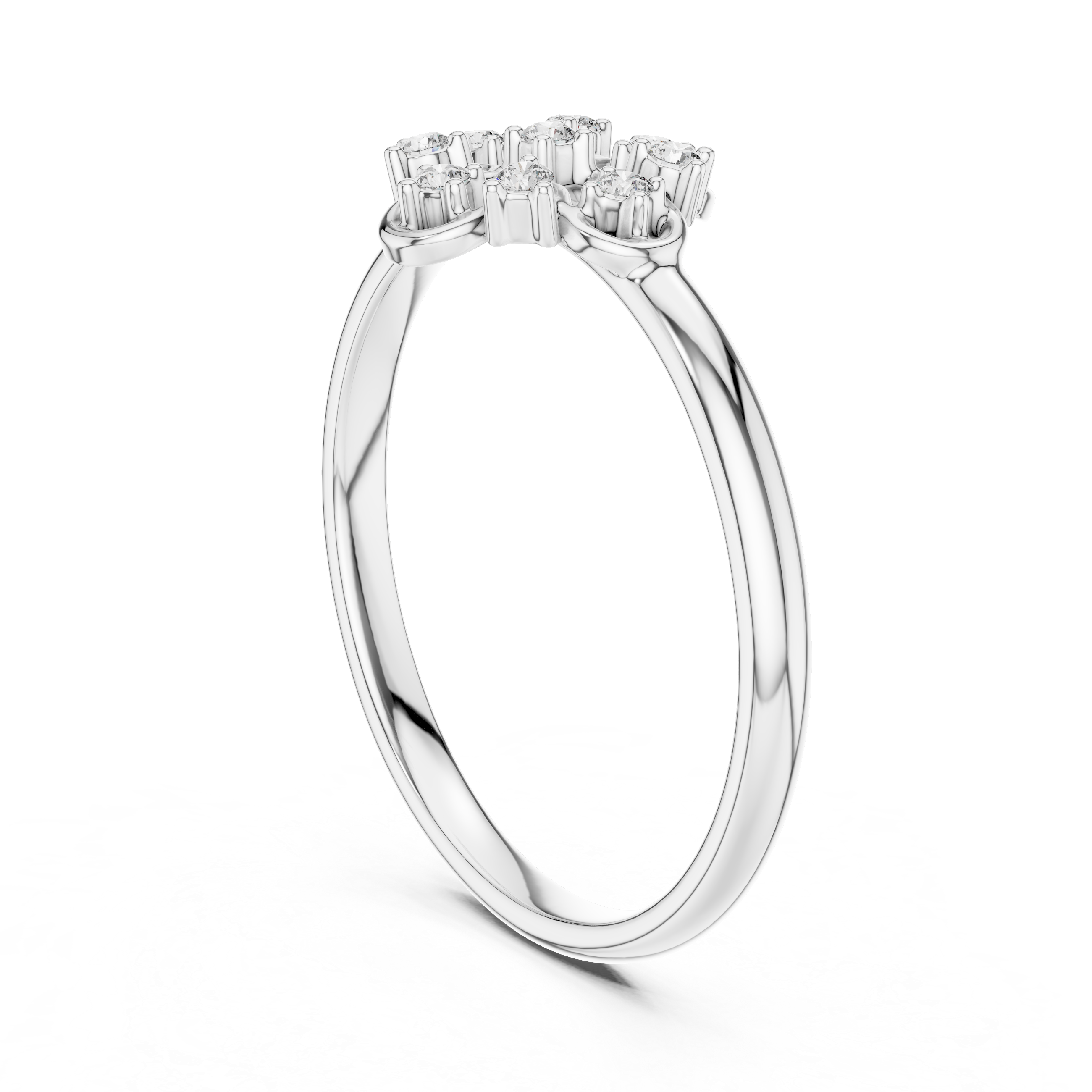 Elegant Clover Diamond Ring – Openwork Floral Cluster Design
