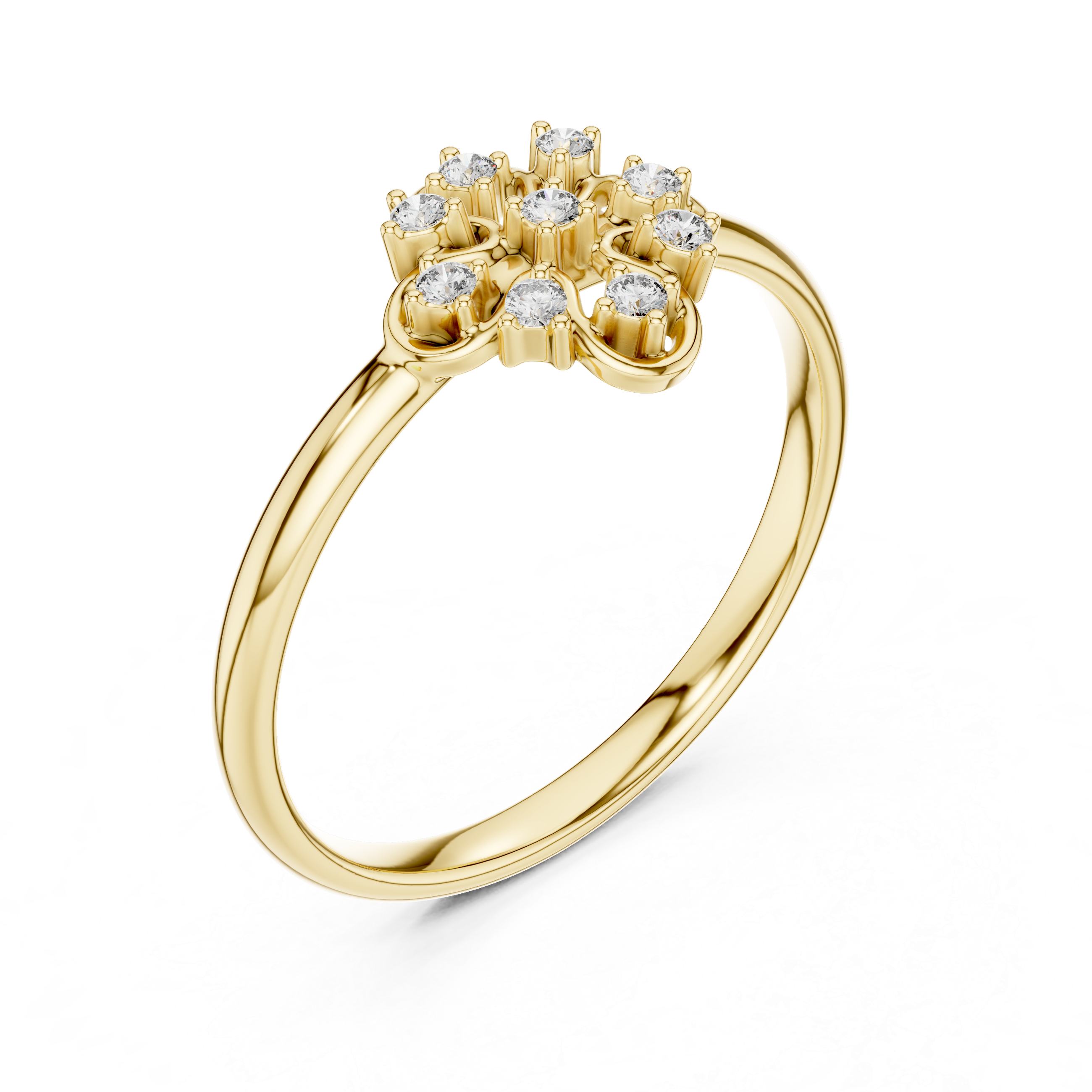 Elegant Clover Diamond Ring – Openwork Floral Cluster Design