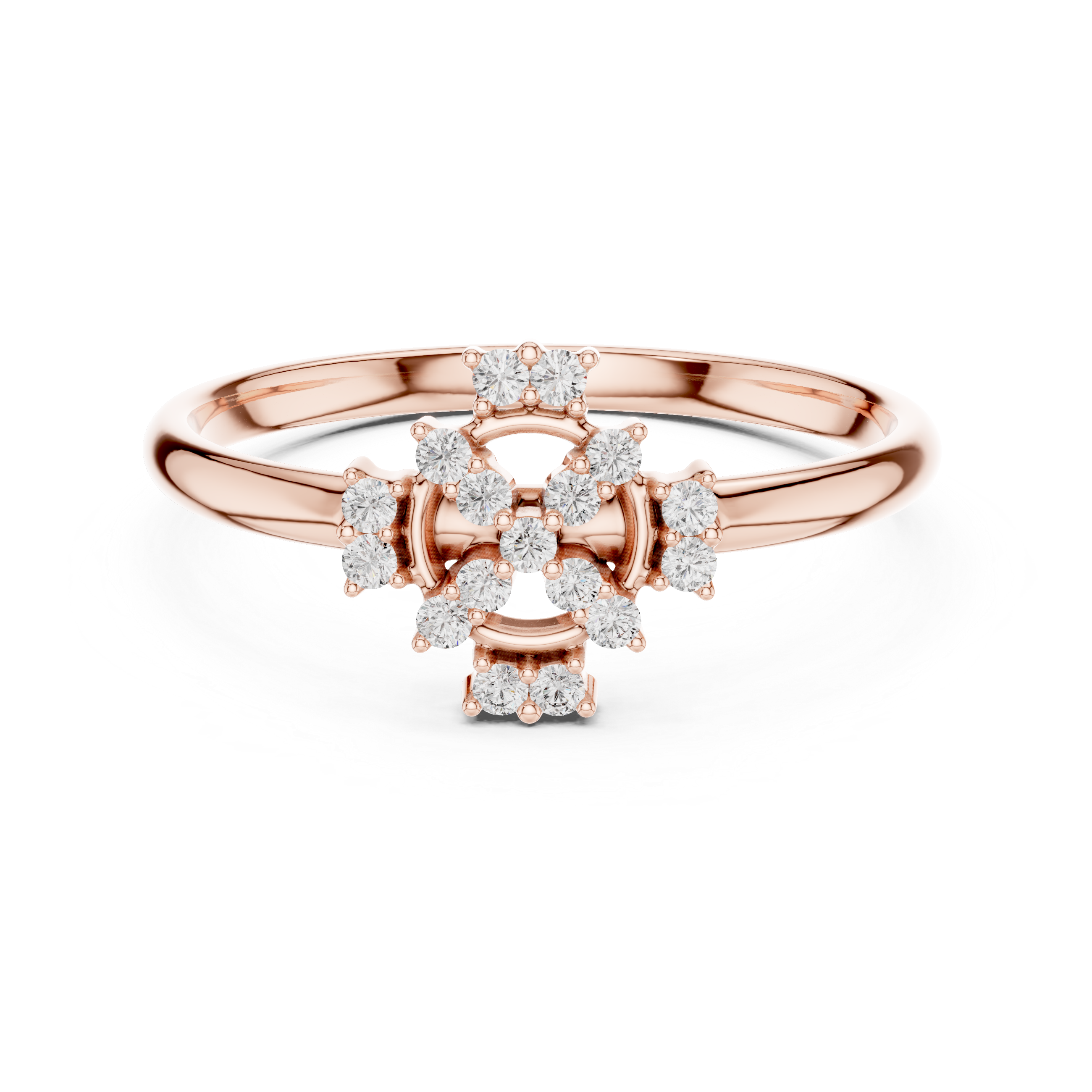 Vintage Halo Diamond Cluster Ring – Circular Floral Design