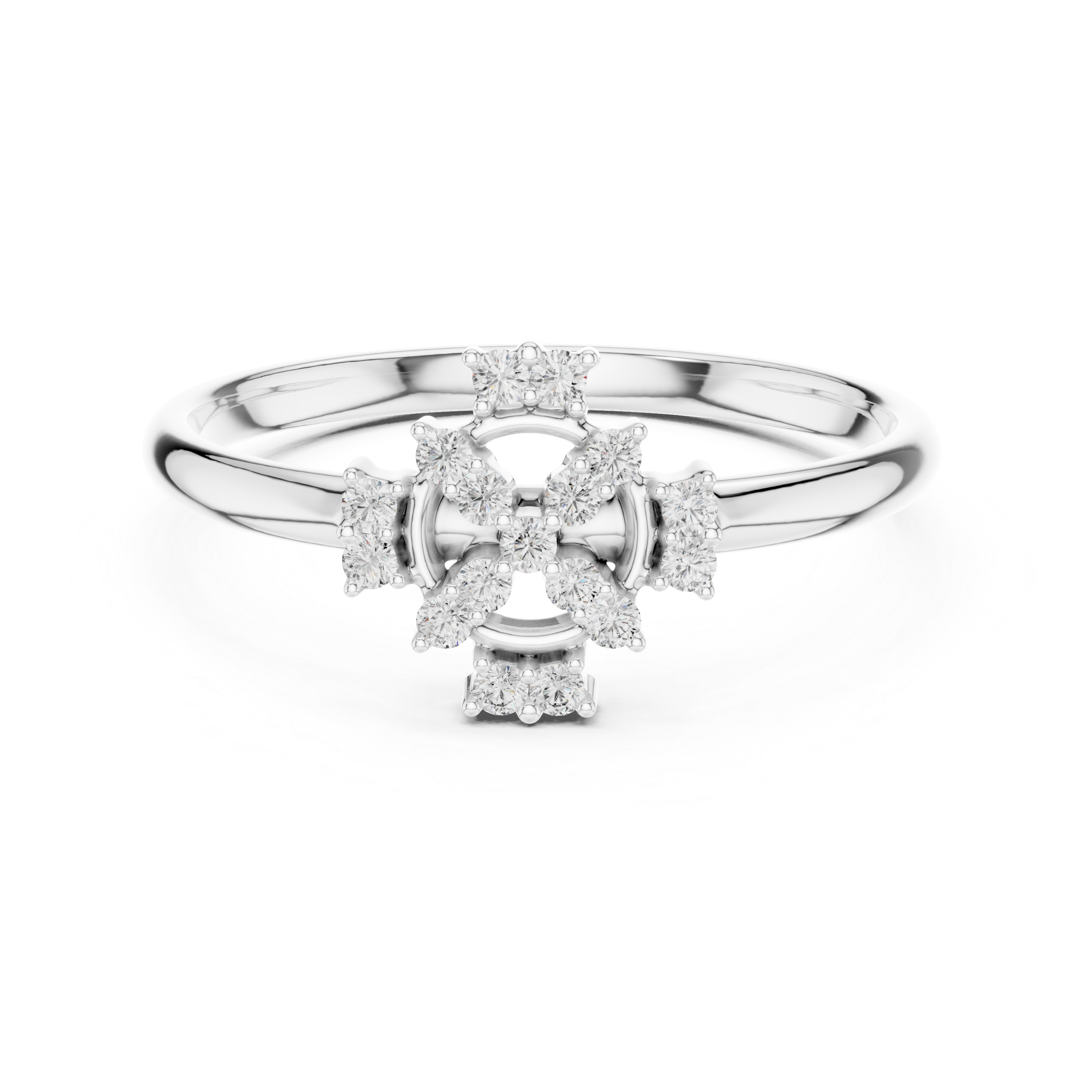 Vintage Halo Diamond Cluster Ring – Circular Floral Design