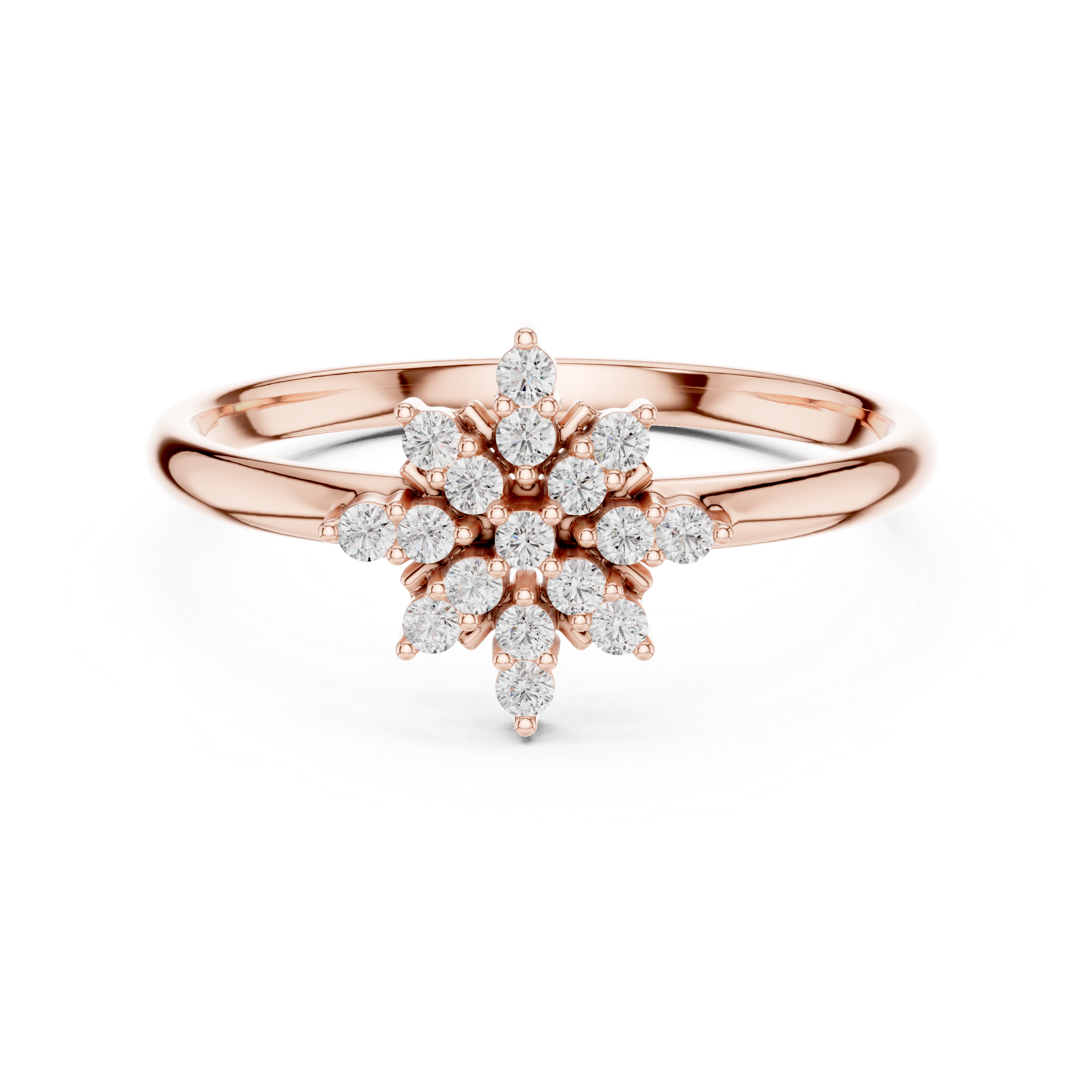 Snowflake Diamond Cluster Ring – Radiant Multi-Stone Floral Design