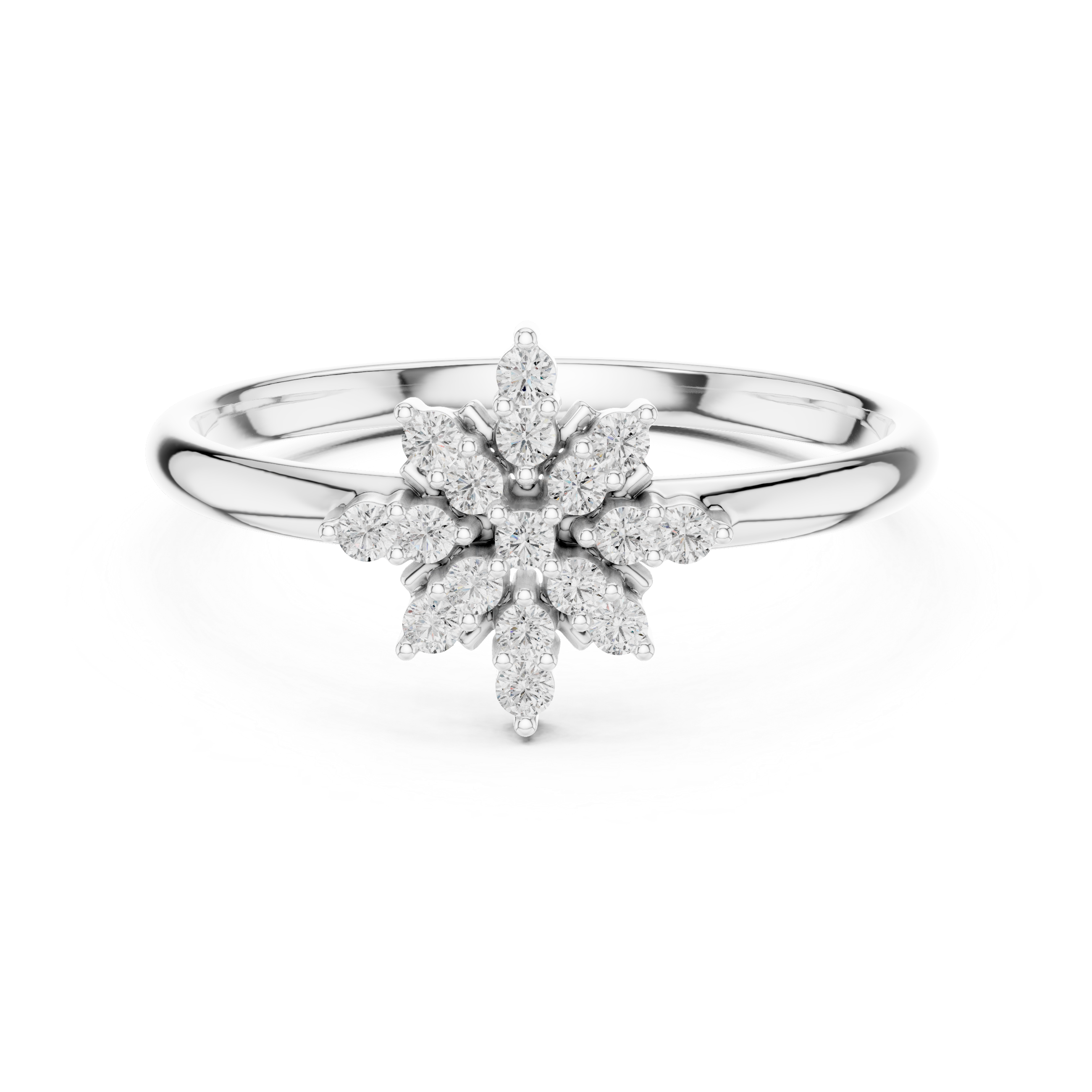 Snowflake Diamond Cluster Ring – Radiant Multi-Stone Floral Design