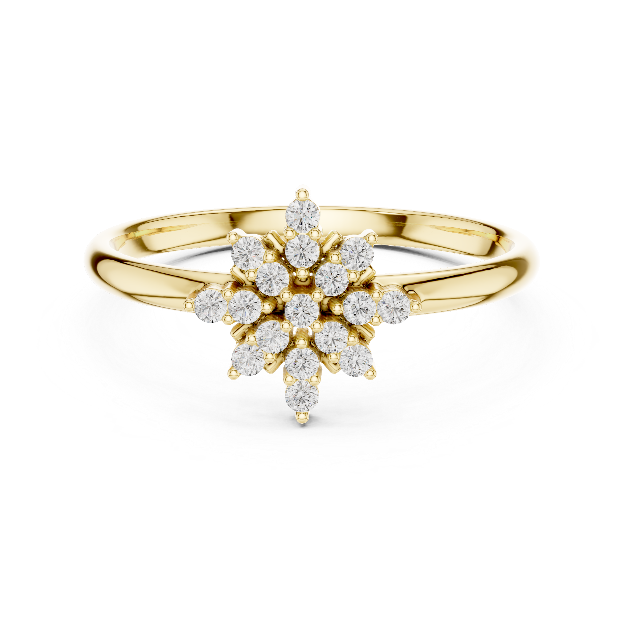 Snowflake Diamond Cluster Ring – Radiant Multi-Stone Floral Design