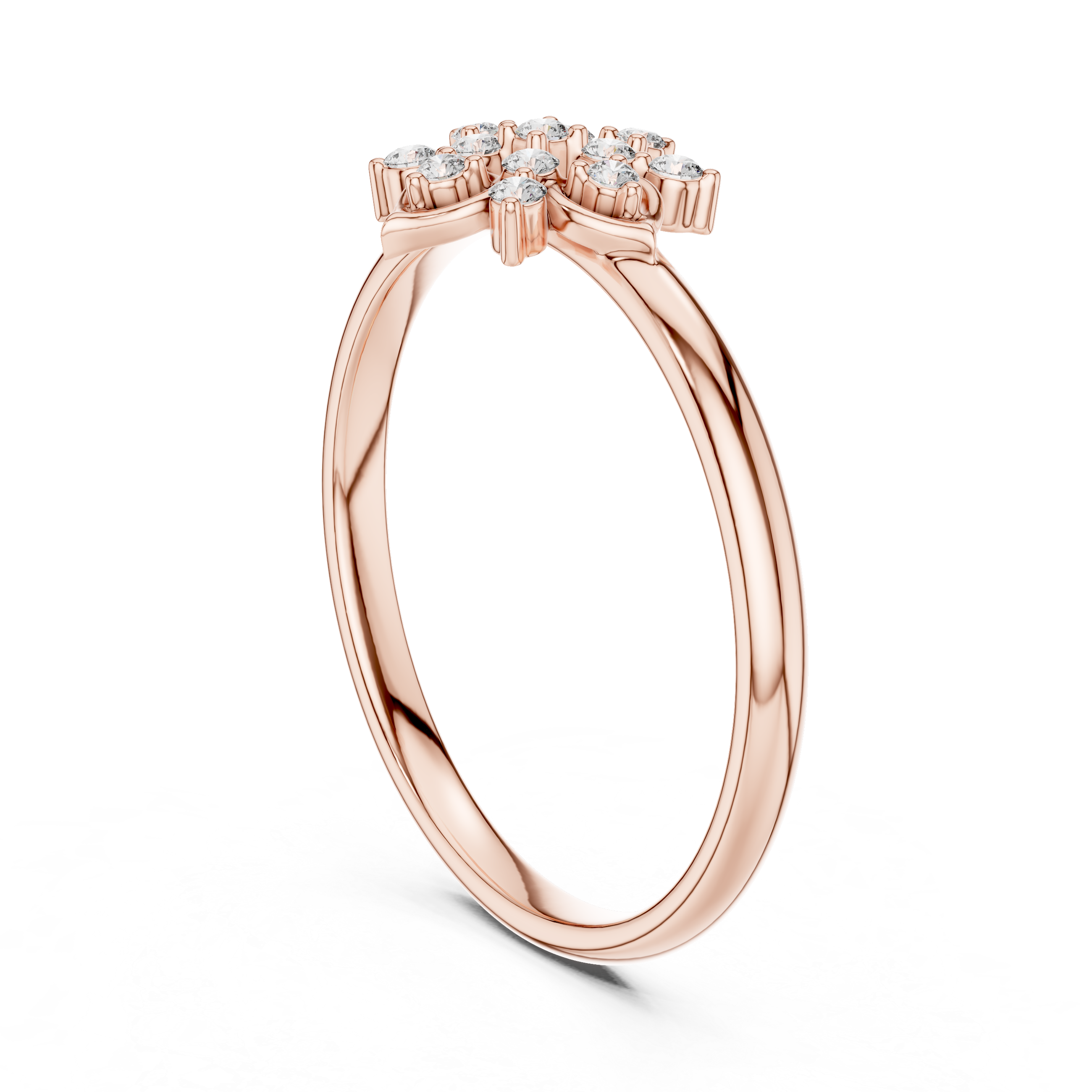Floral Cluster Diamond Ring – Symmetrical Vintage-Inspired Design