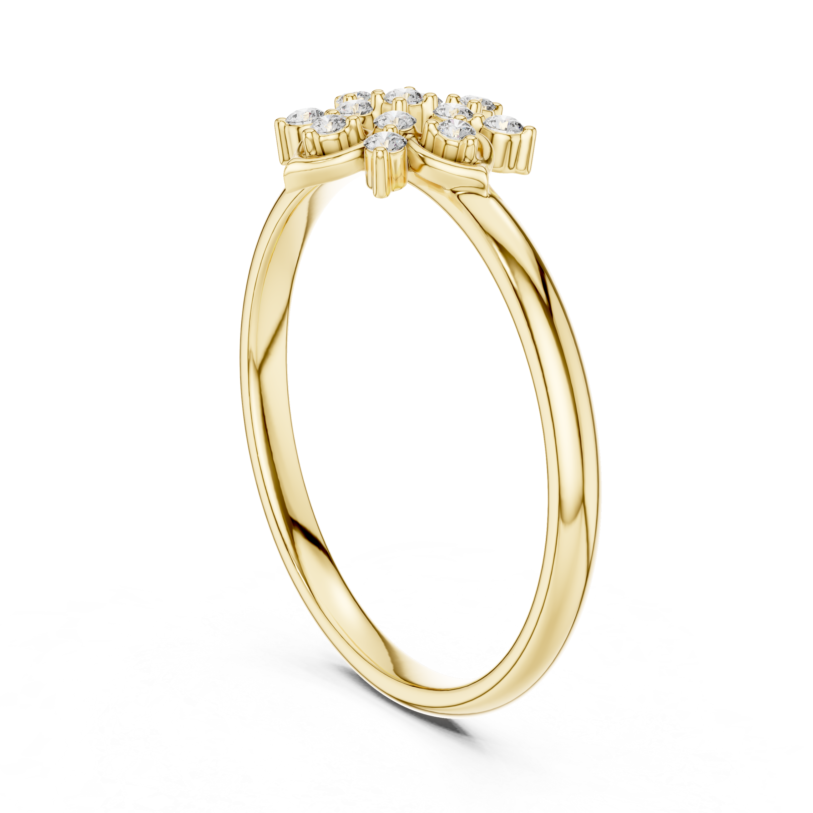 Floral Cluster Diamond Ring – Symmetrical Vintage-Inspired Design