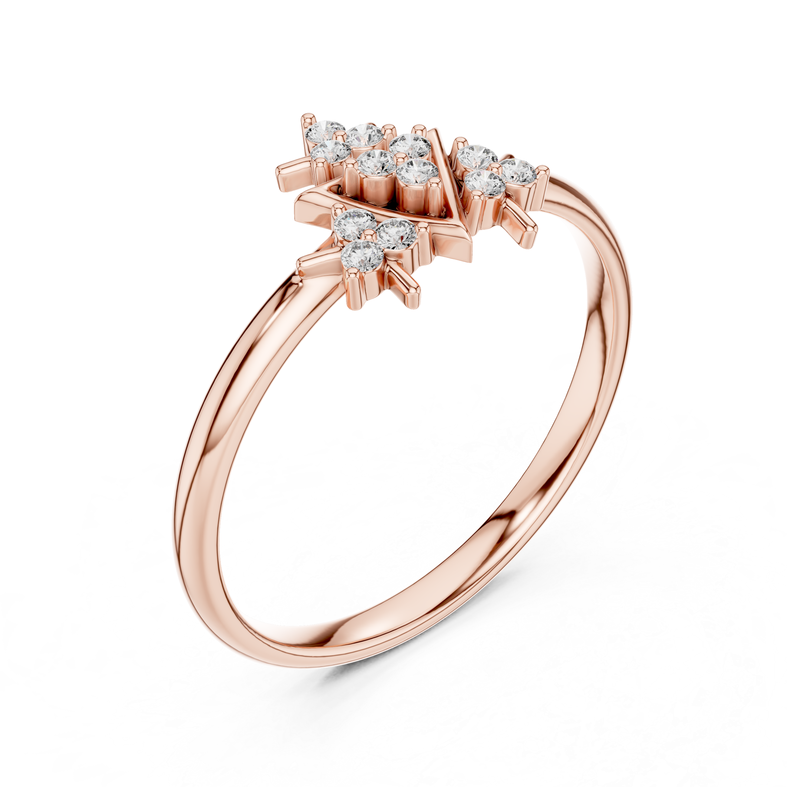 Geometric Triangle Diamond Ring – Modern Cluster Statement Design