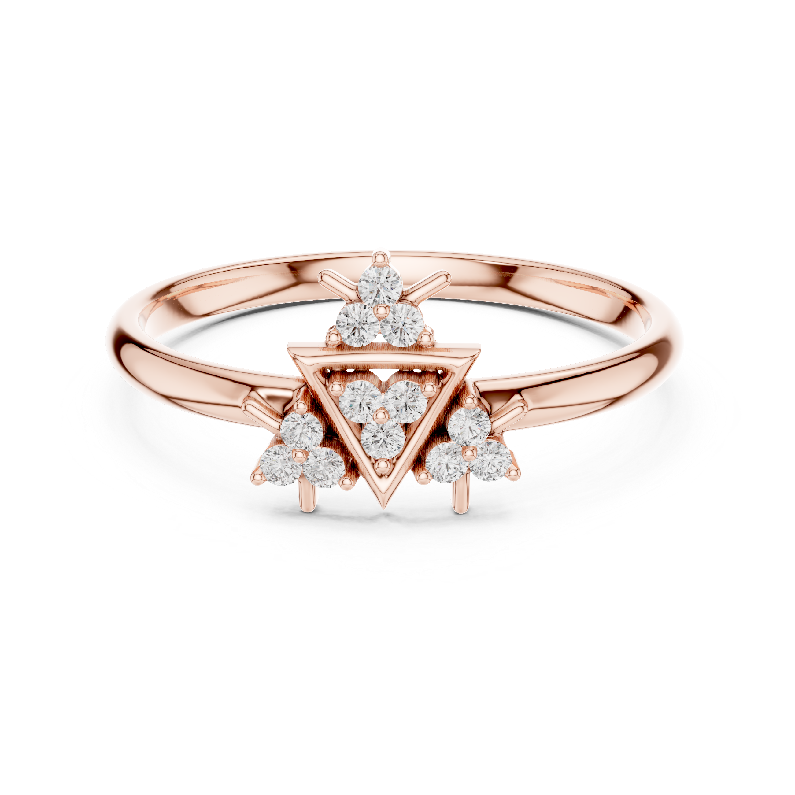 Geometric Triangle Diamond Ring – Modern Cluster Statement Design