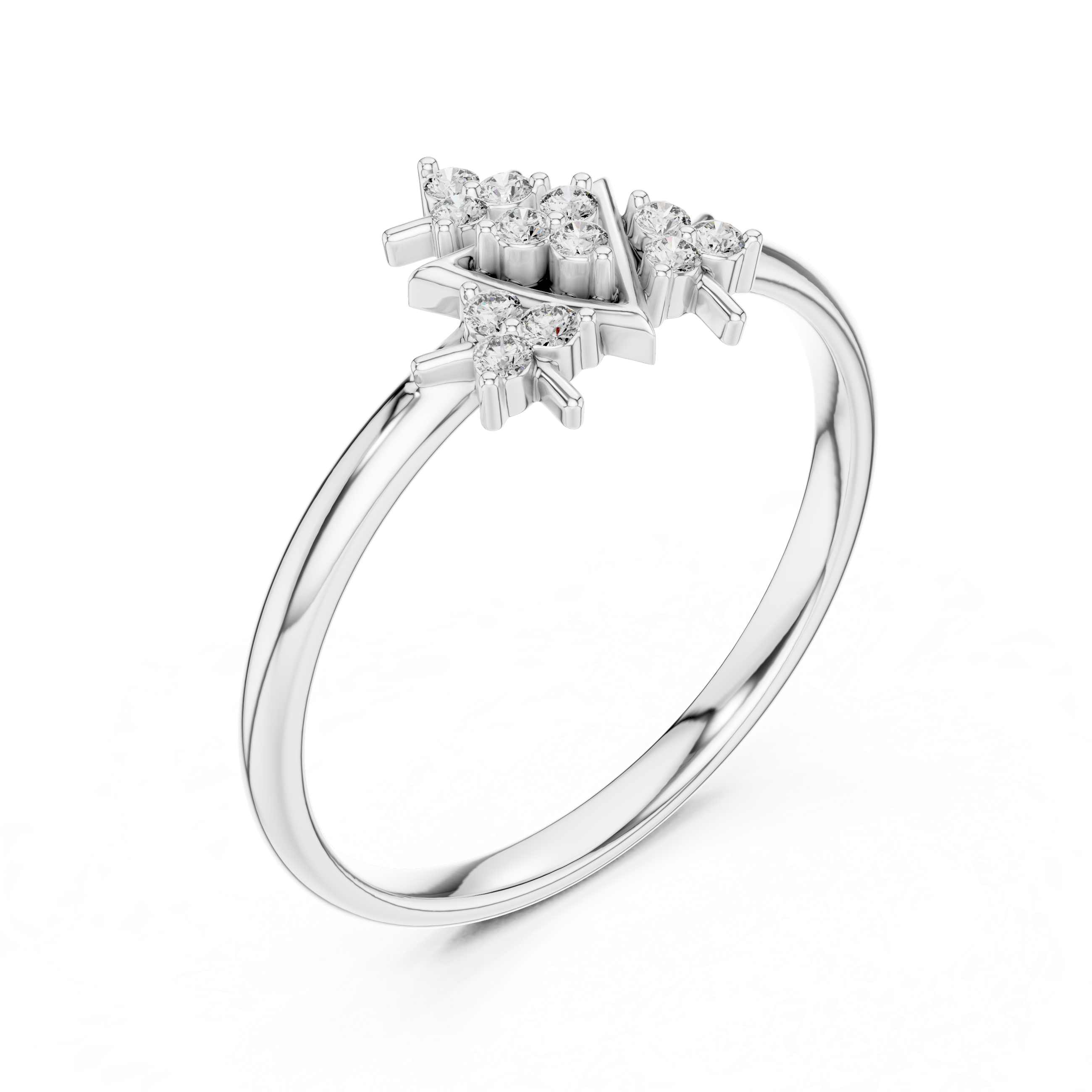 Geometric Triangle Diamond Ring – Modern Cluster Statement Design