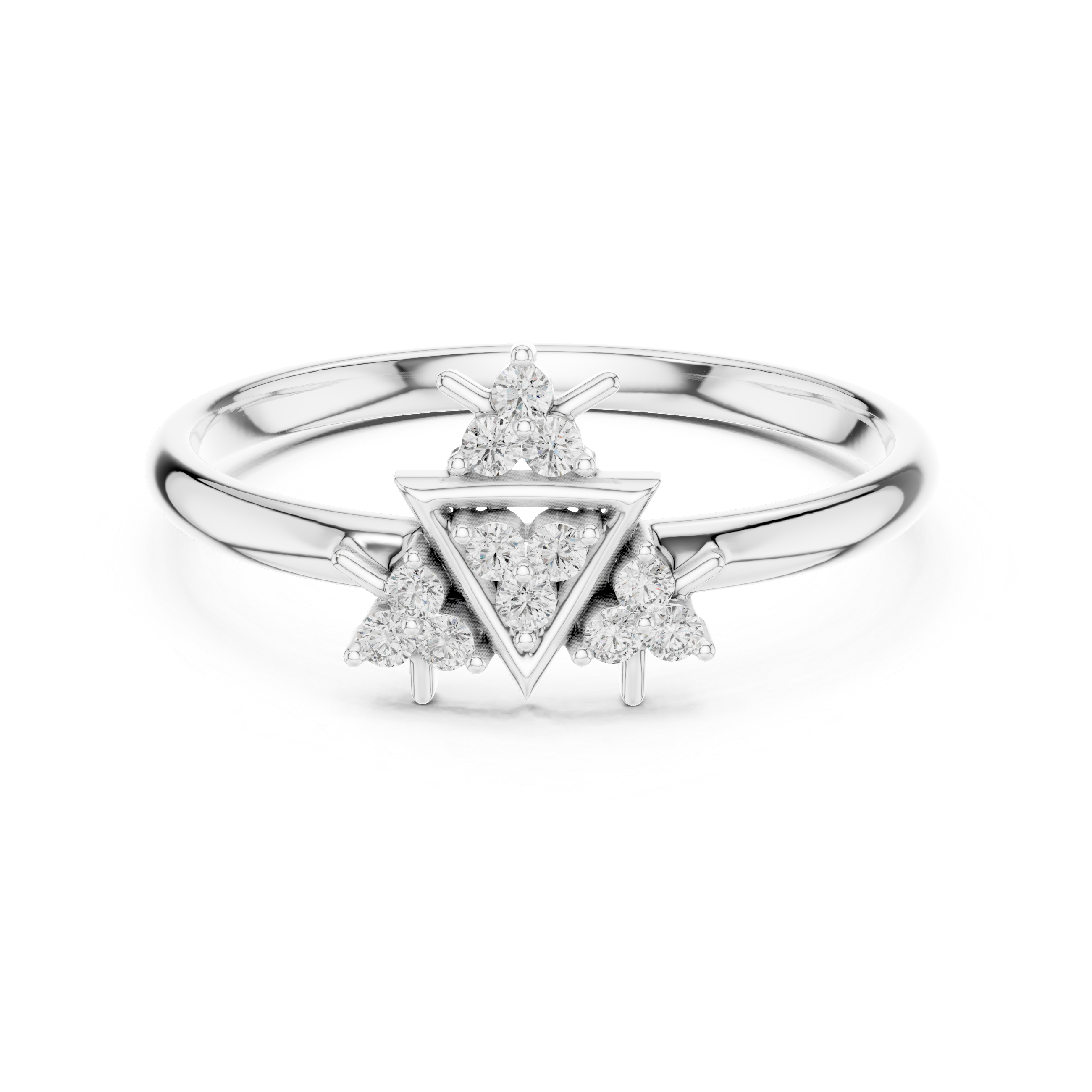 Geometric Triangle Diamond Ring – Modern Cluster Statement Design