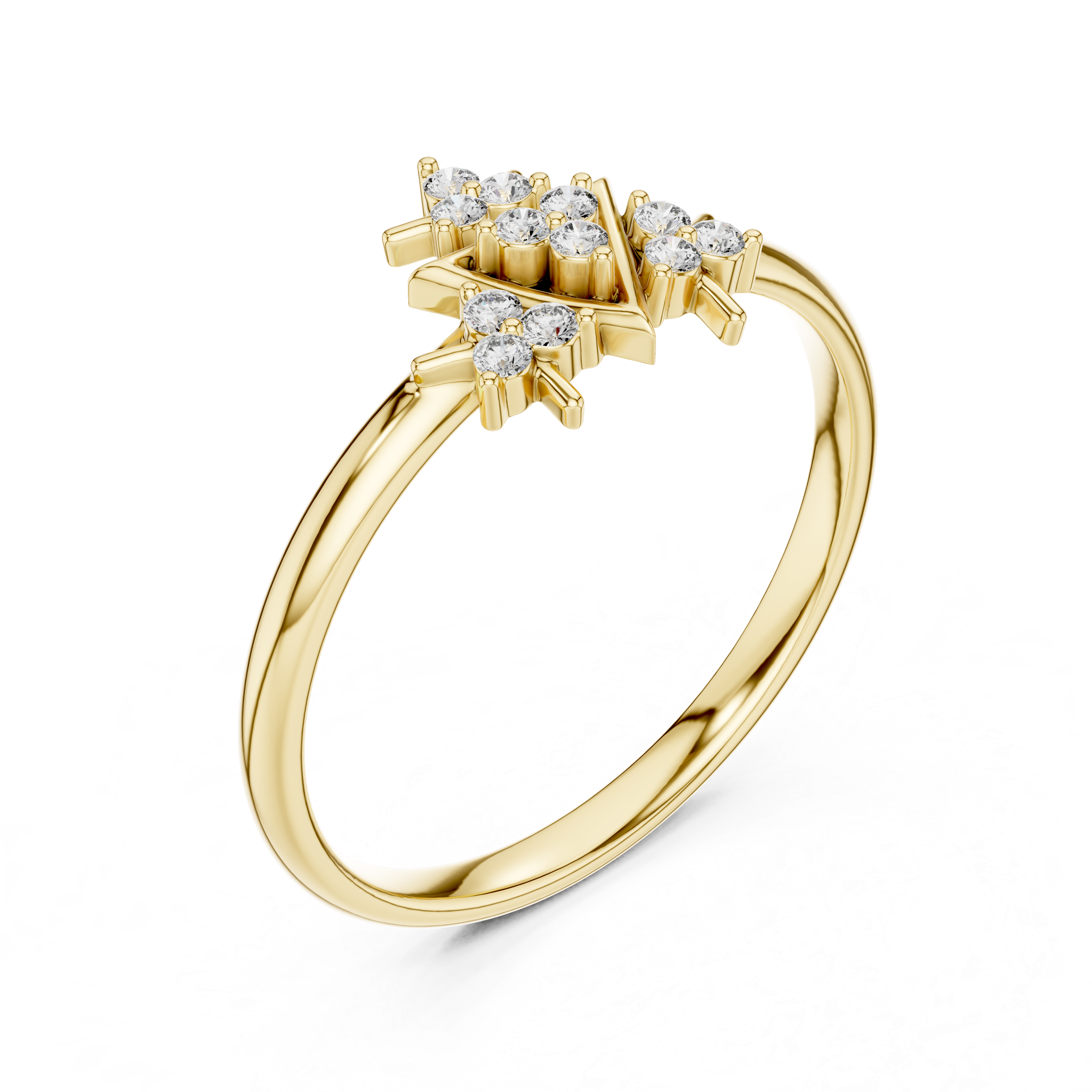 Geometric Triangle Diamond Ring – Modern Cluster Statement Design