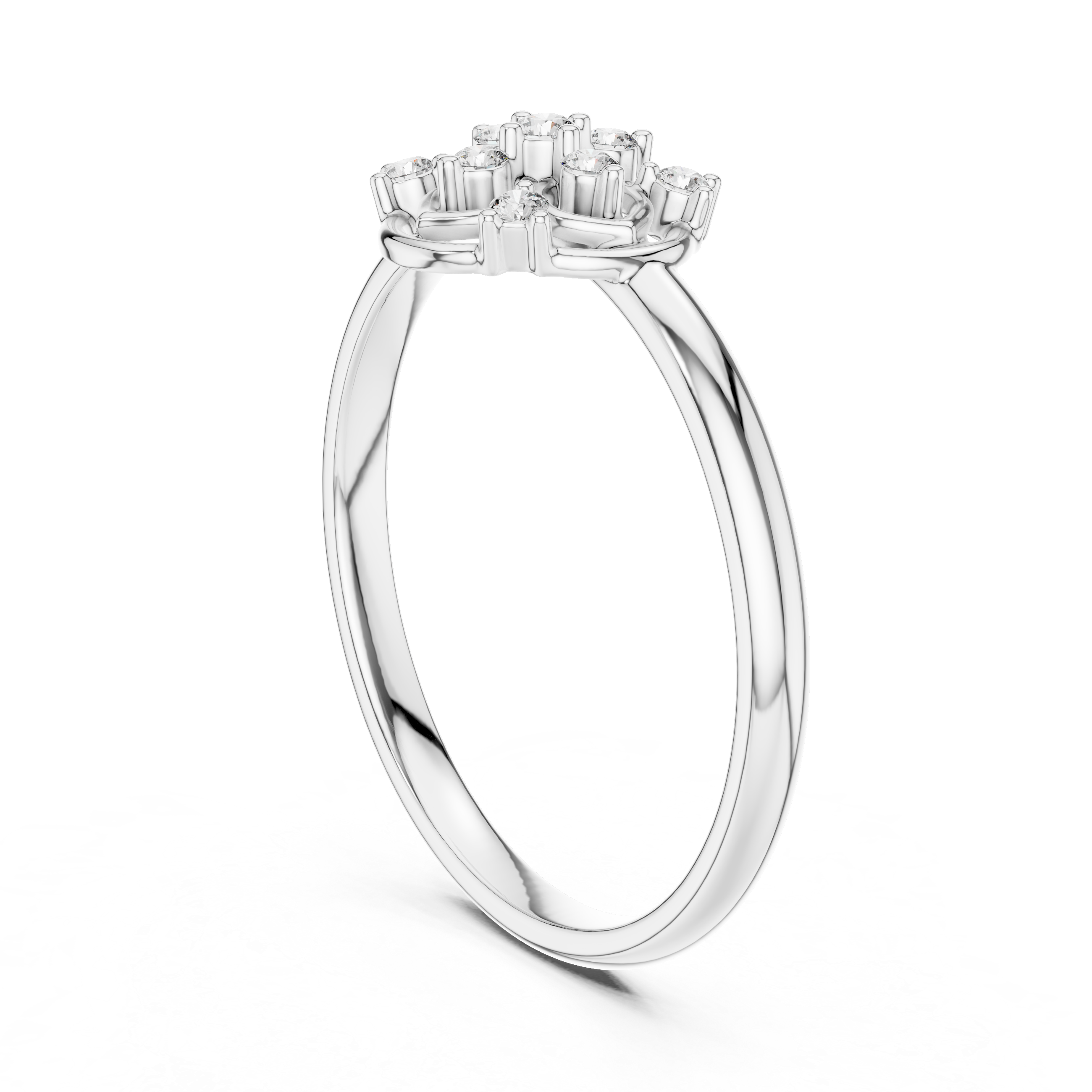 Classic Round Floral Diamond Ring – Elegant Openwork Cluster Design