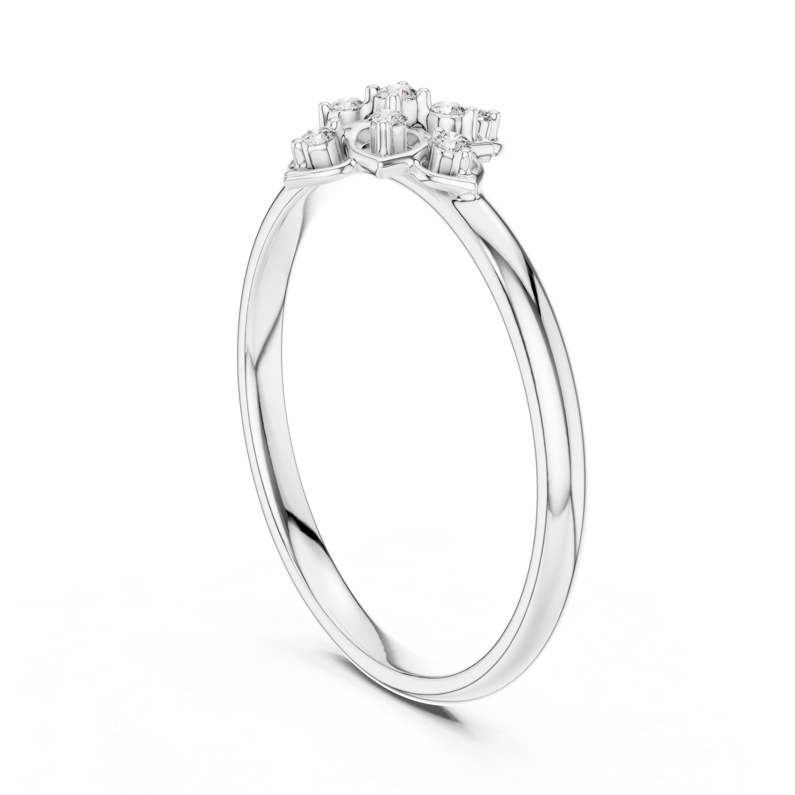Geometric Floral Diamond Ring – Minimal Clover-Inspired Design