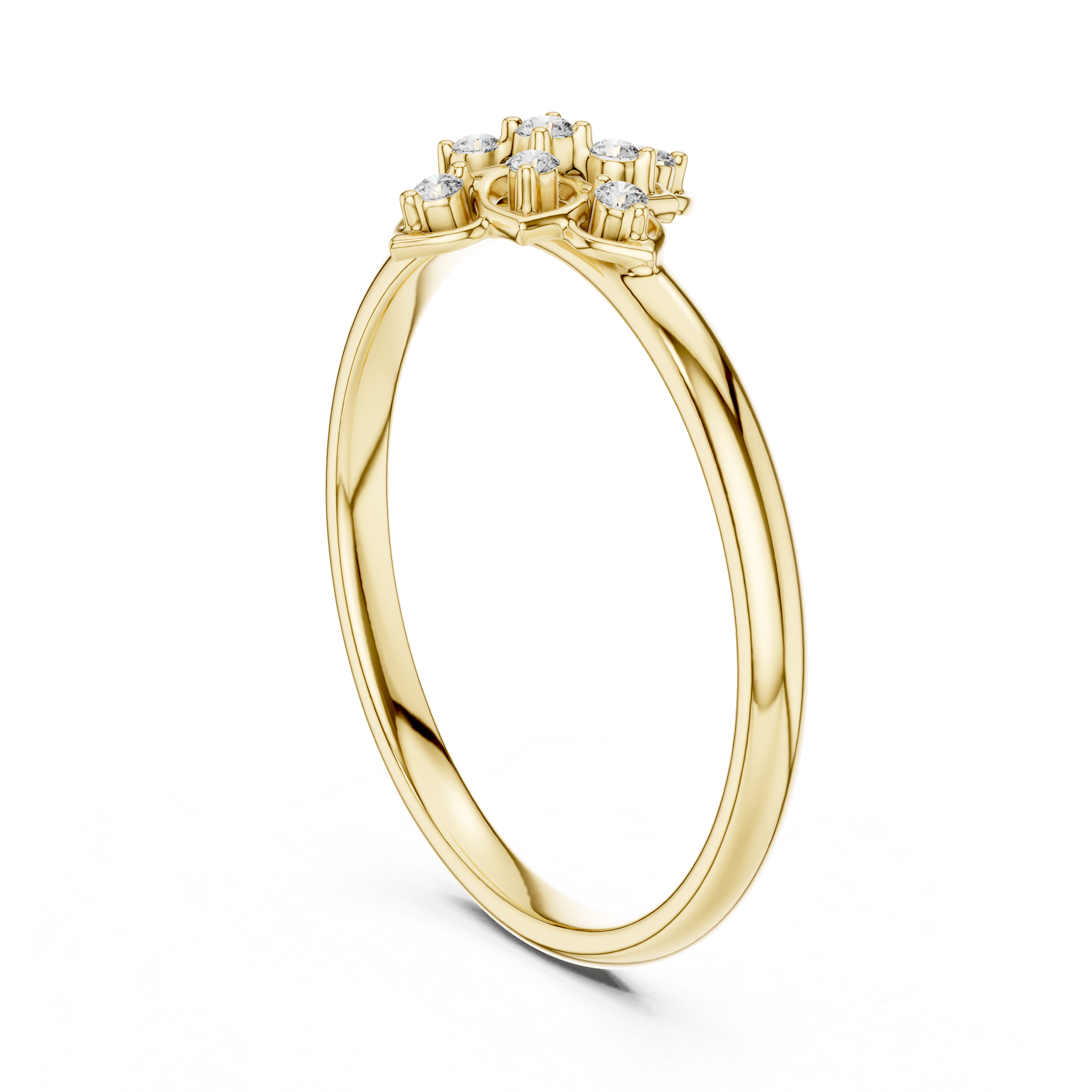 Geometric Floral Diamond Ring – Minimal Clover-Inspired Design