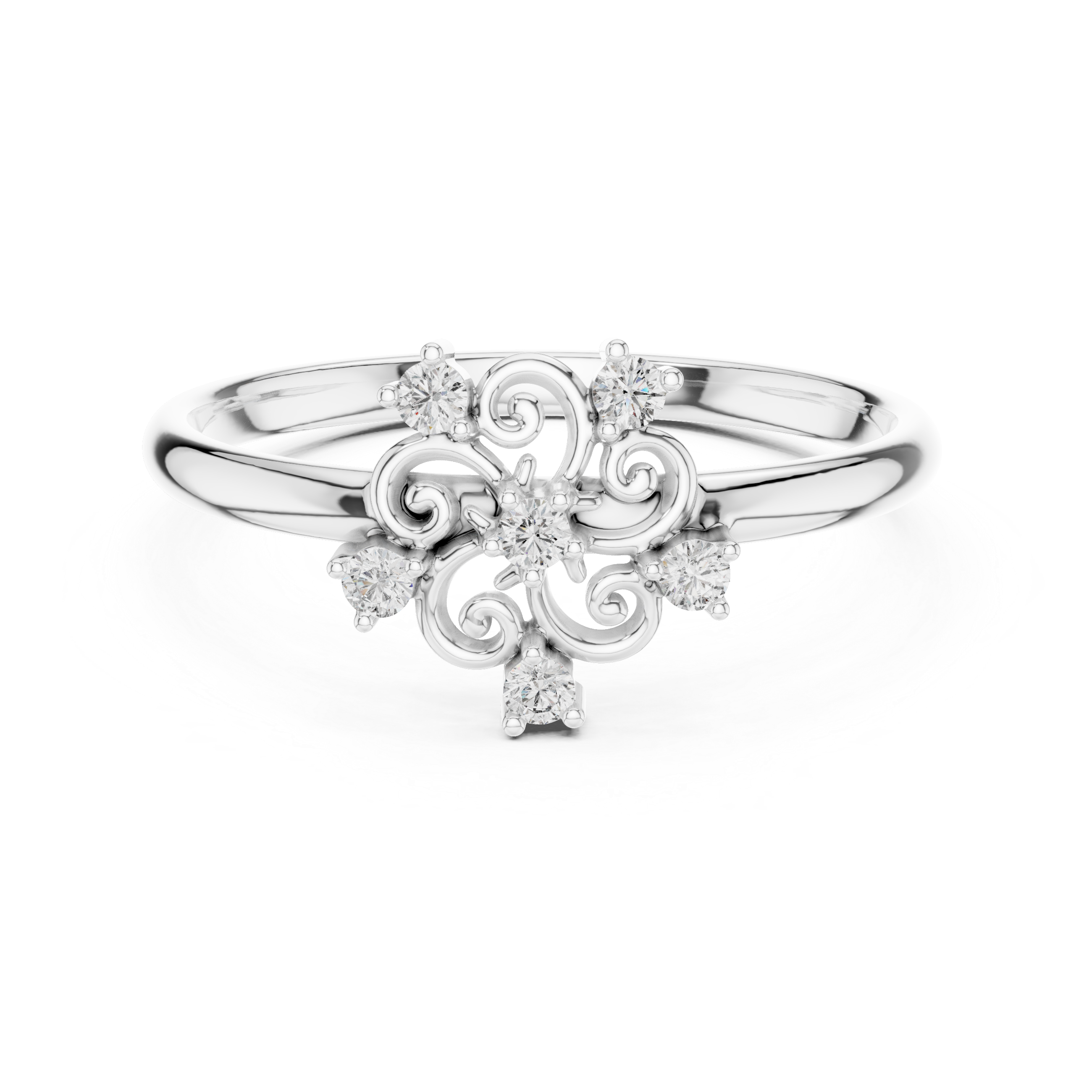 Vintage Scroll Diamond Ring – Ornate Floral Filigree Design