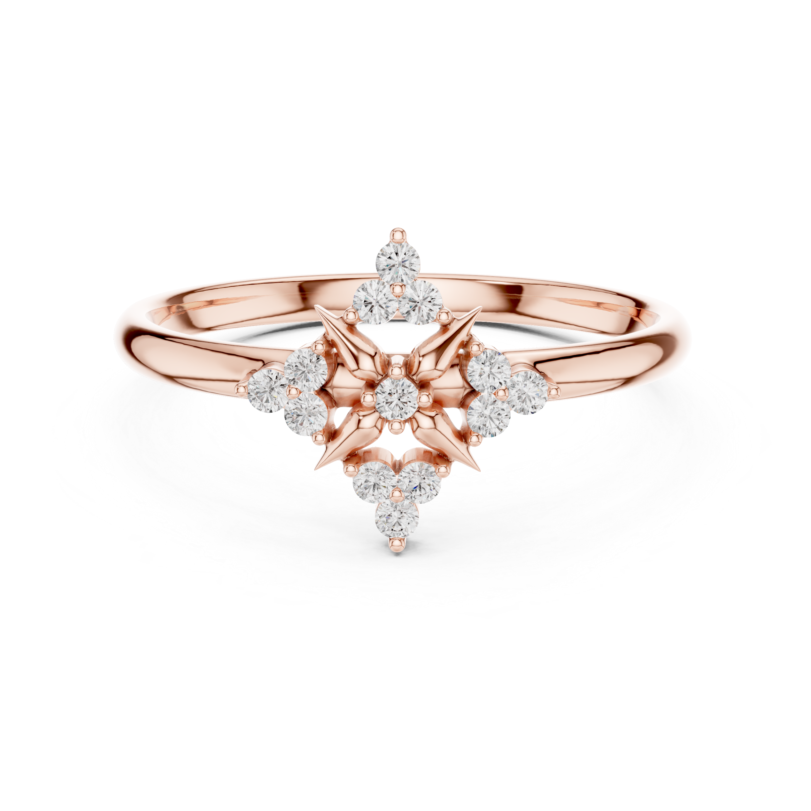 Starburst Diamond Ring – Symmetrical Floral Cluster Design