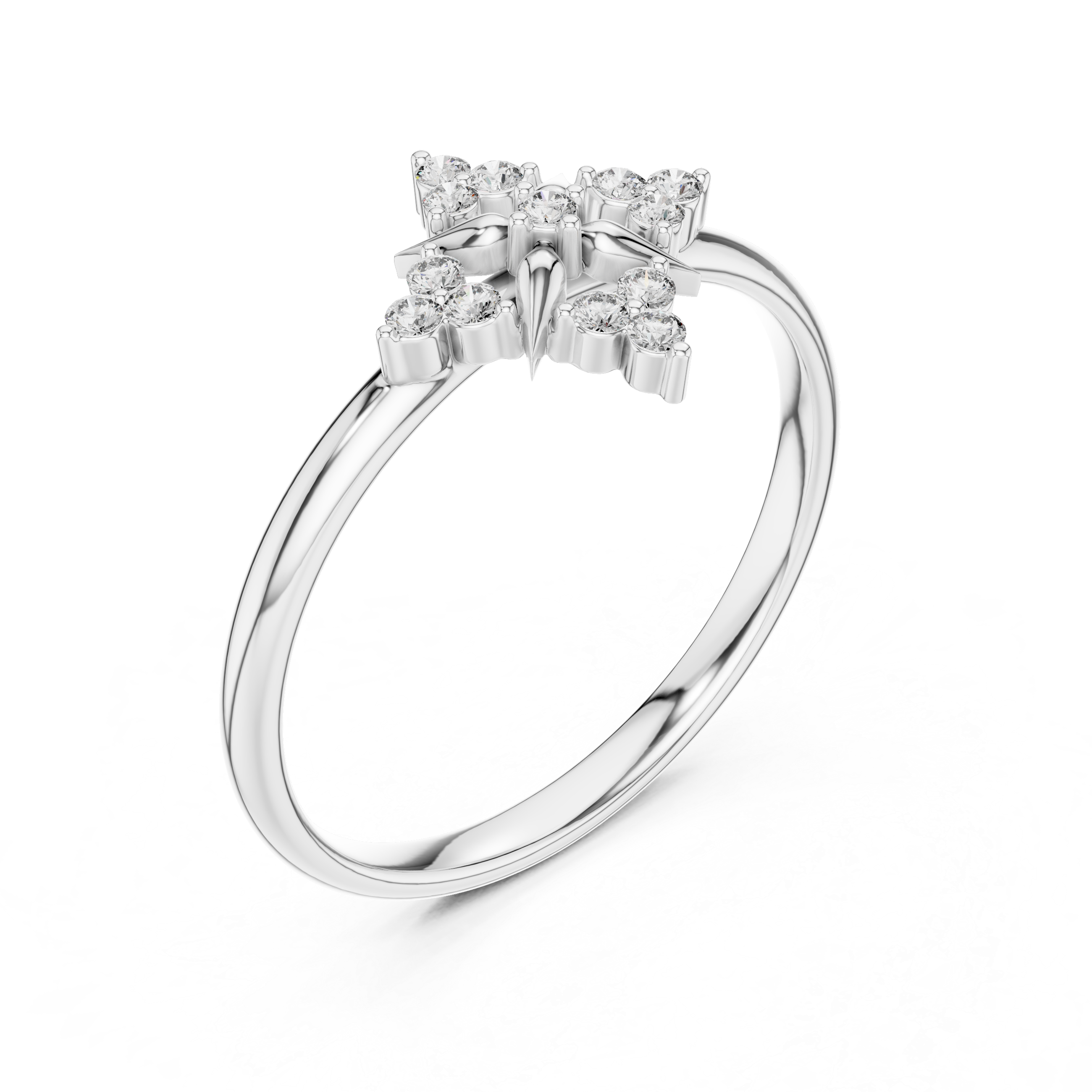 Starburst Diamond Ring – Symmetrical Floral Cluster Design