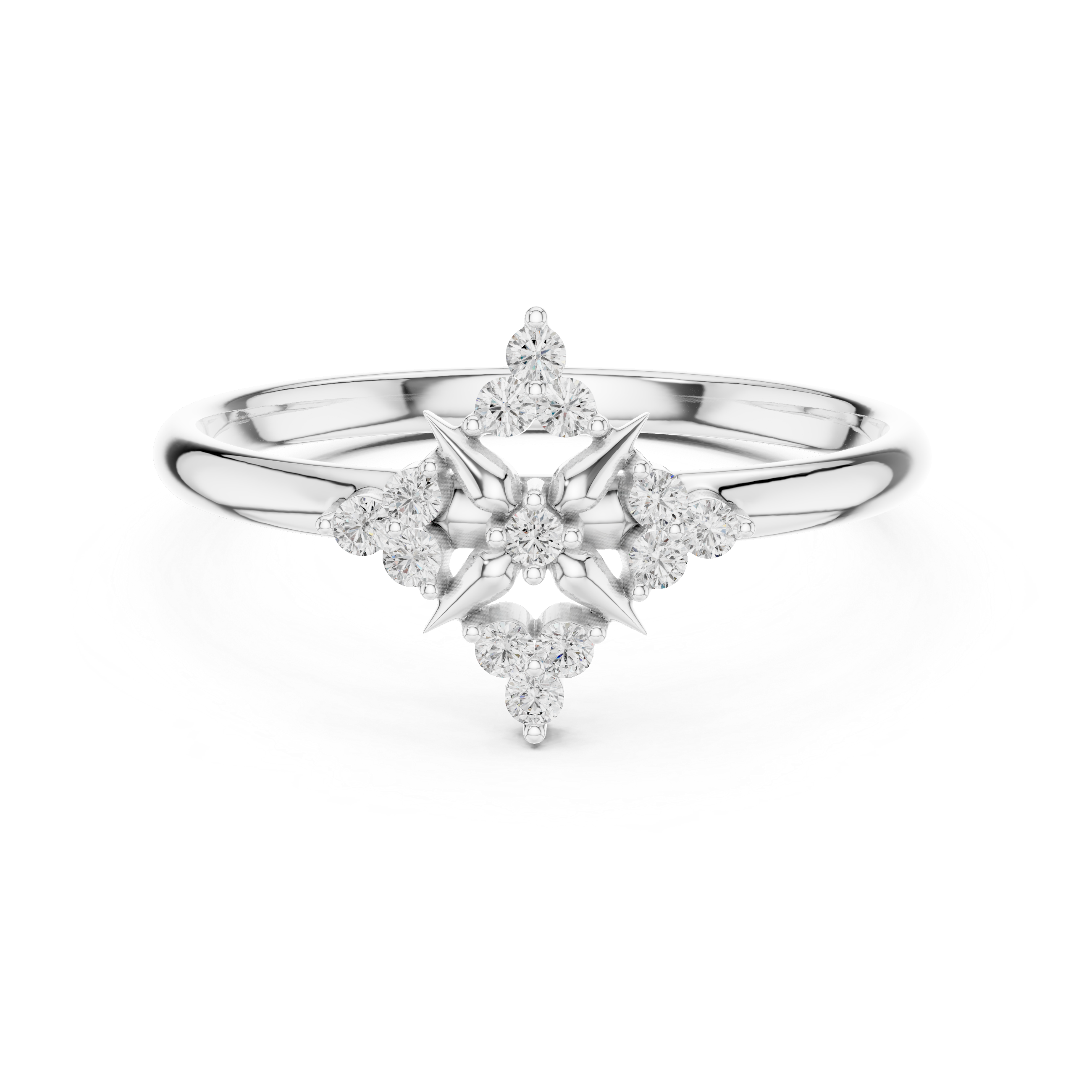 Starburst Diamond Ring – Symmetrical Floral Cluster Design
