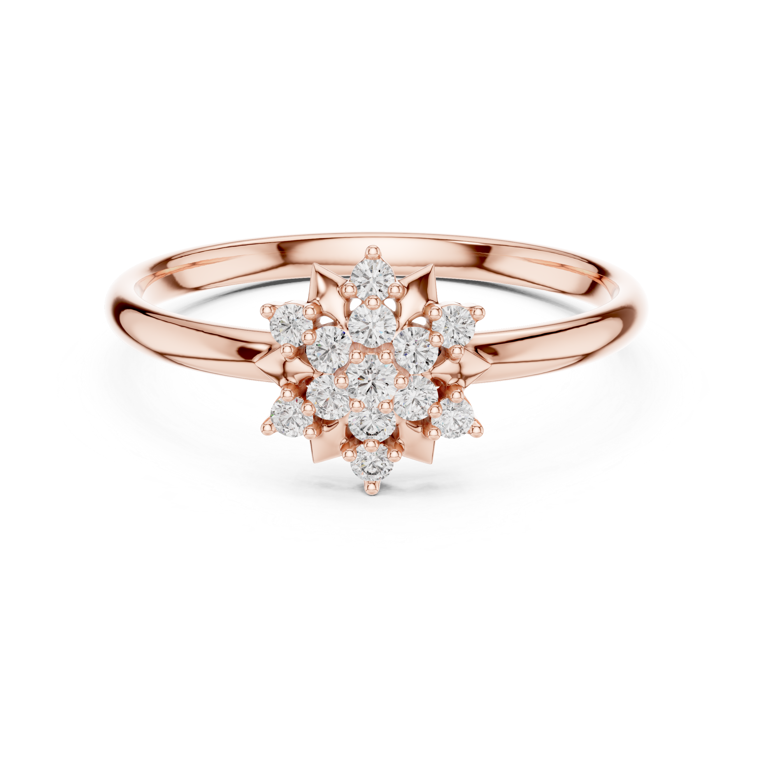 Floral Star Diamond Ring – Multi-Layer Cluster Design