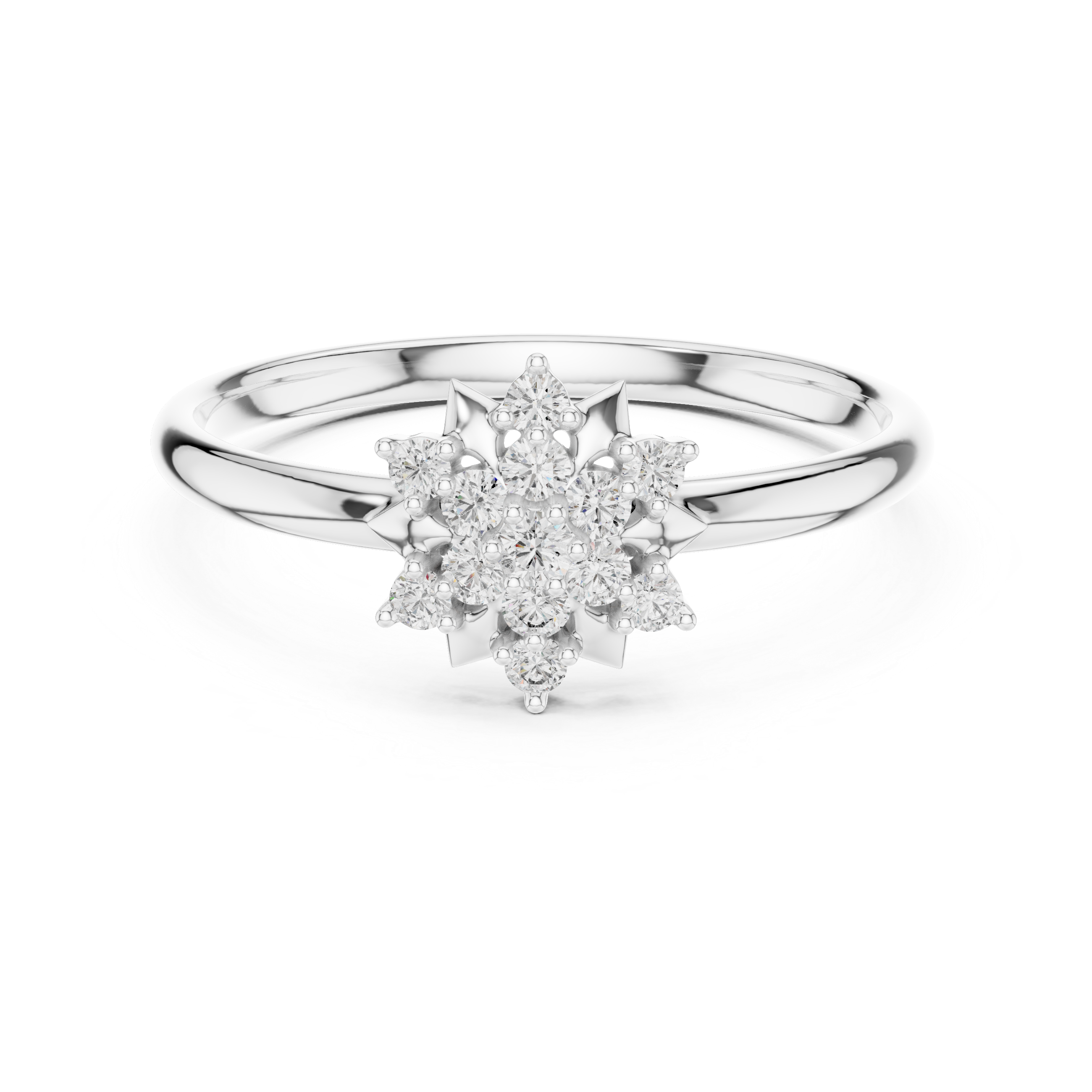 Floral Star Diamond Ring – Multi-Layer Cluster Design