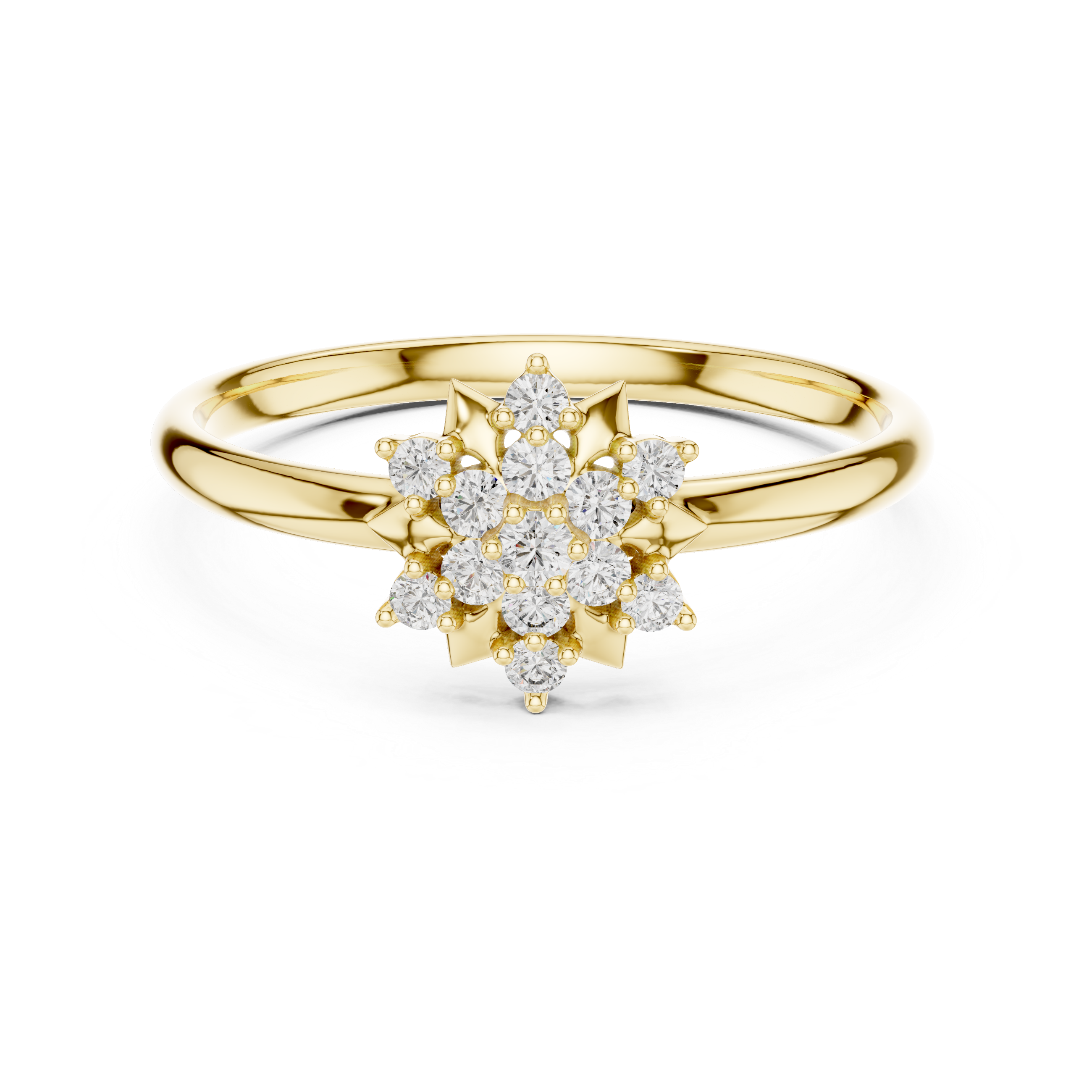 Floral Star Diamond Ring – Multi-Layer Cluster Design