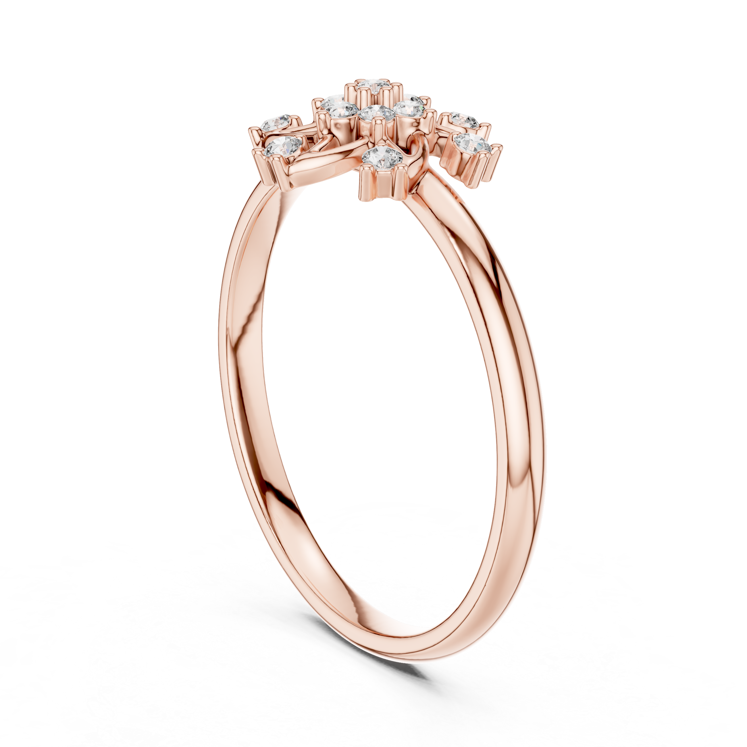 Twisted Floral Diamond Ring – Elegant Swirl Cluster Design