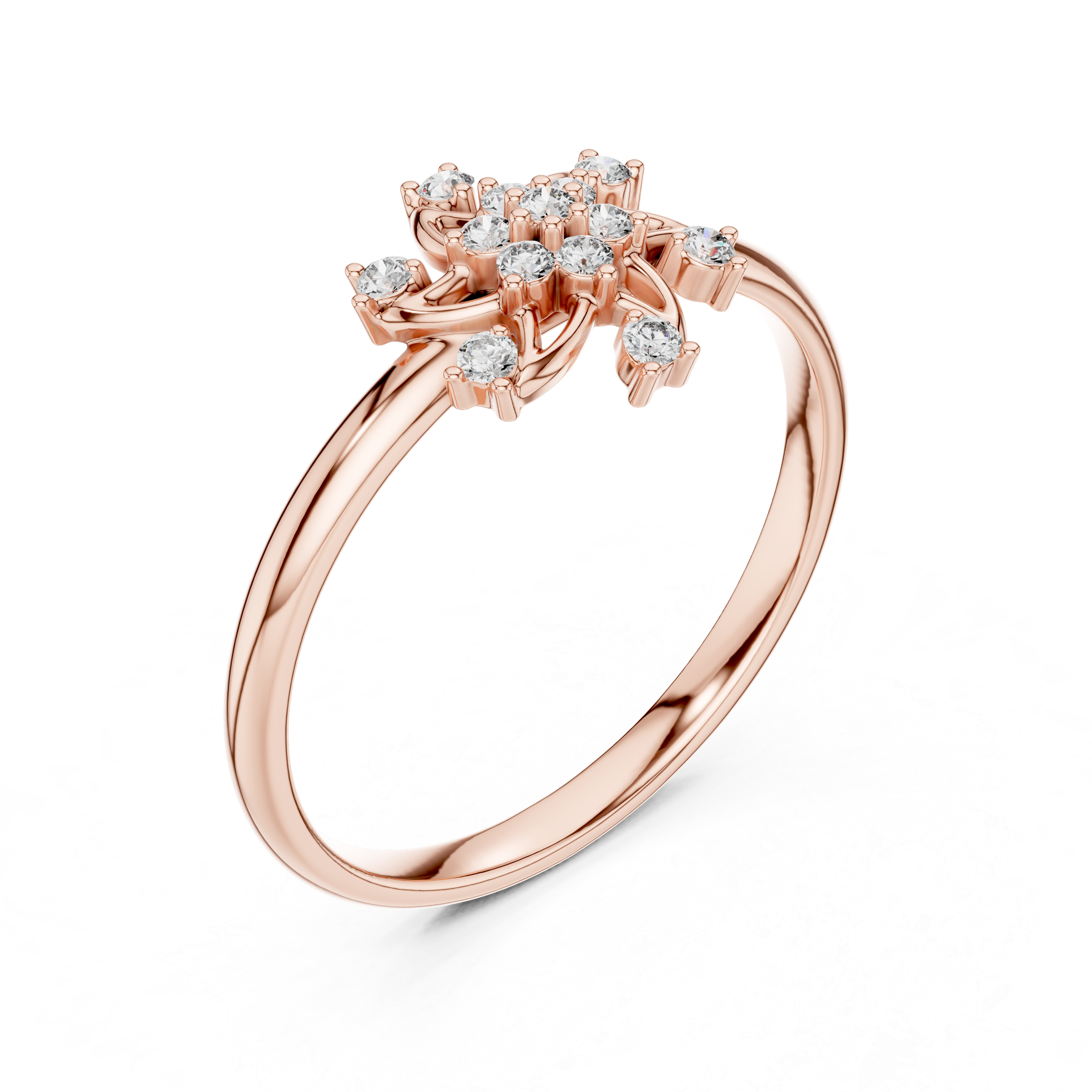 Twisted Floral Diamond Ring – Elegant Swirl Cluster Design