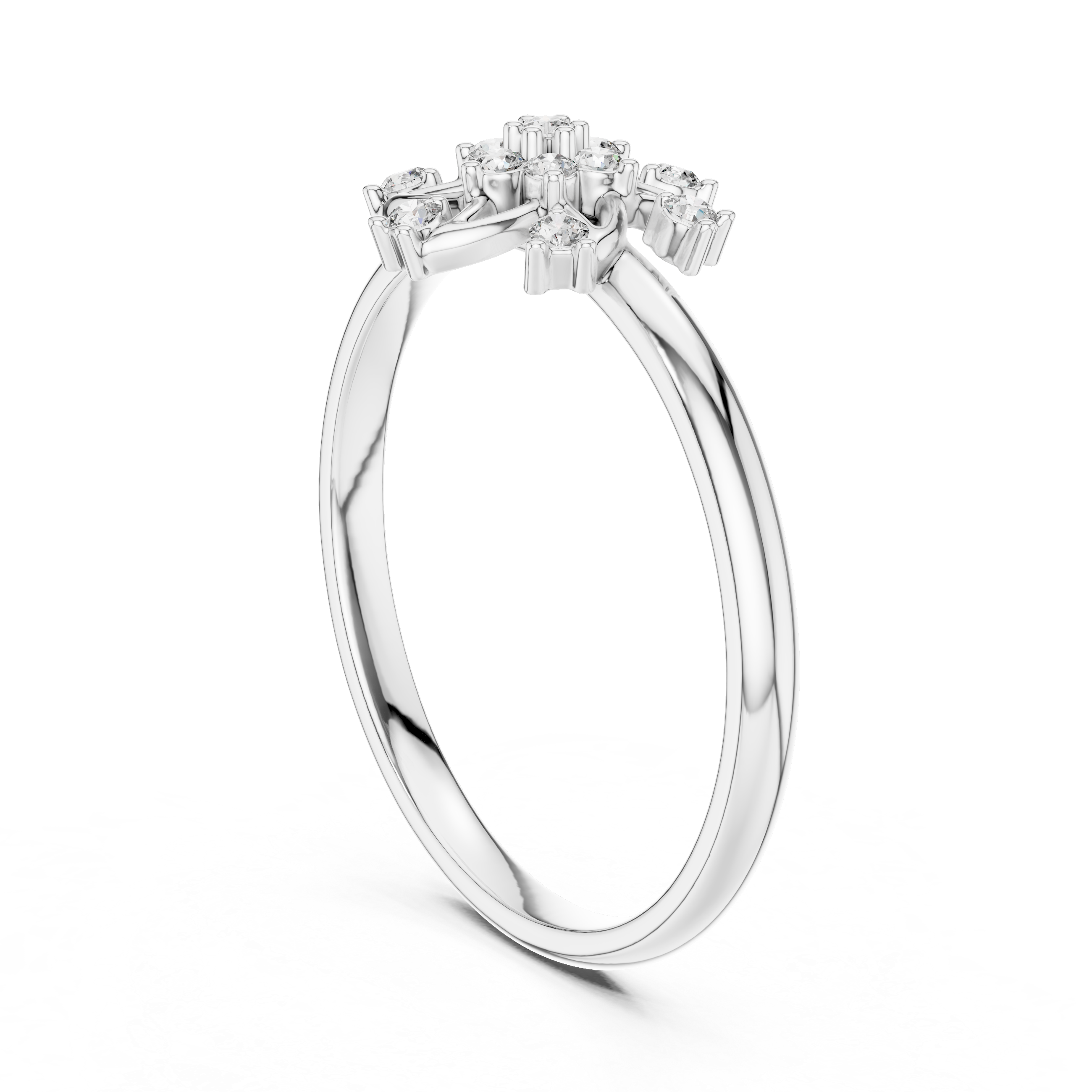 Twisted Floral Diamond Ring – Elegant Swirl Cluster Design