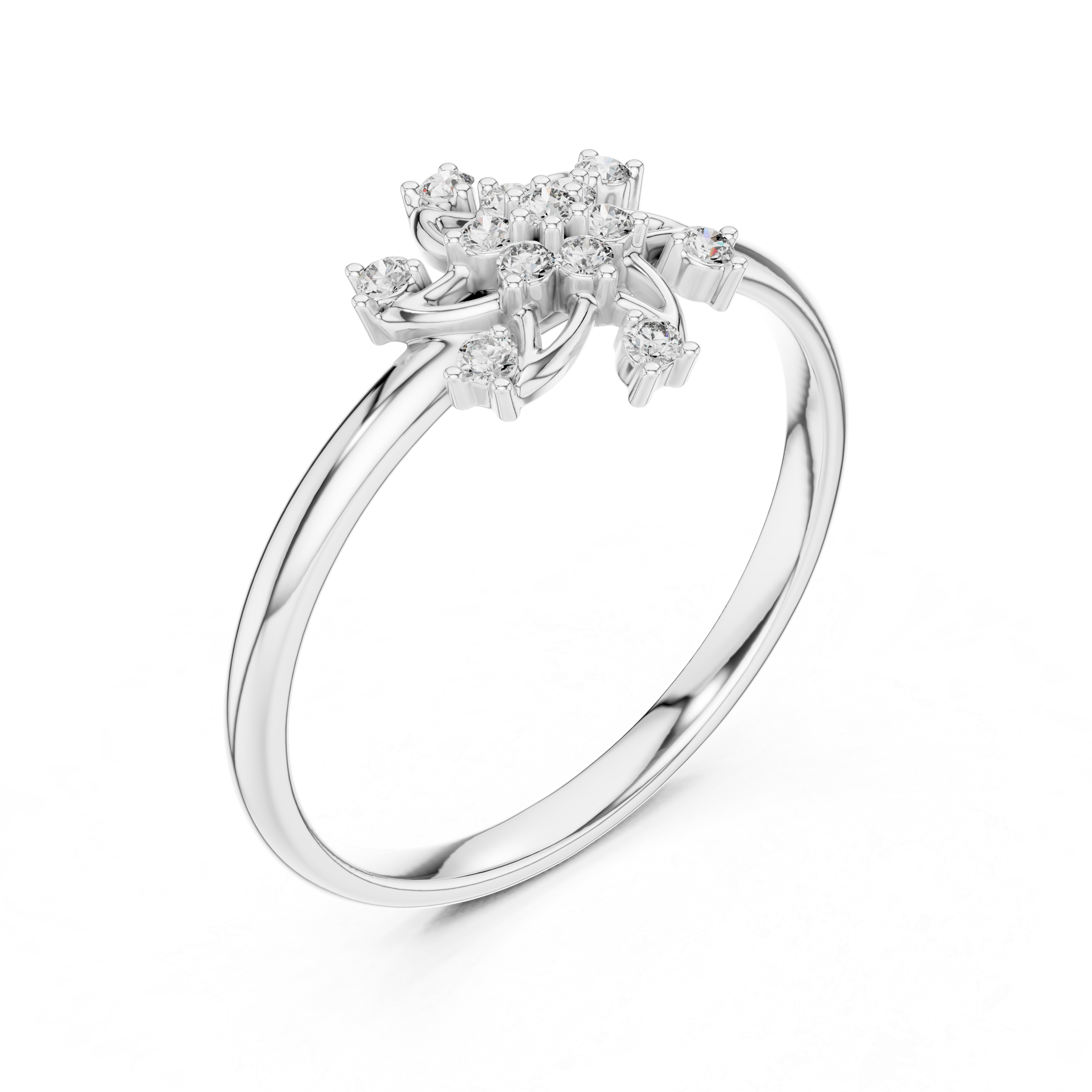 Twisted Floral Diamond Ring – Elegant Swirl Cluster Design