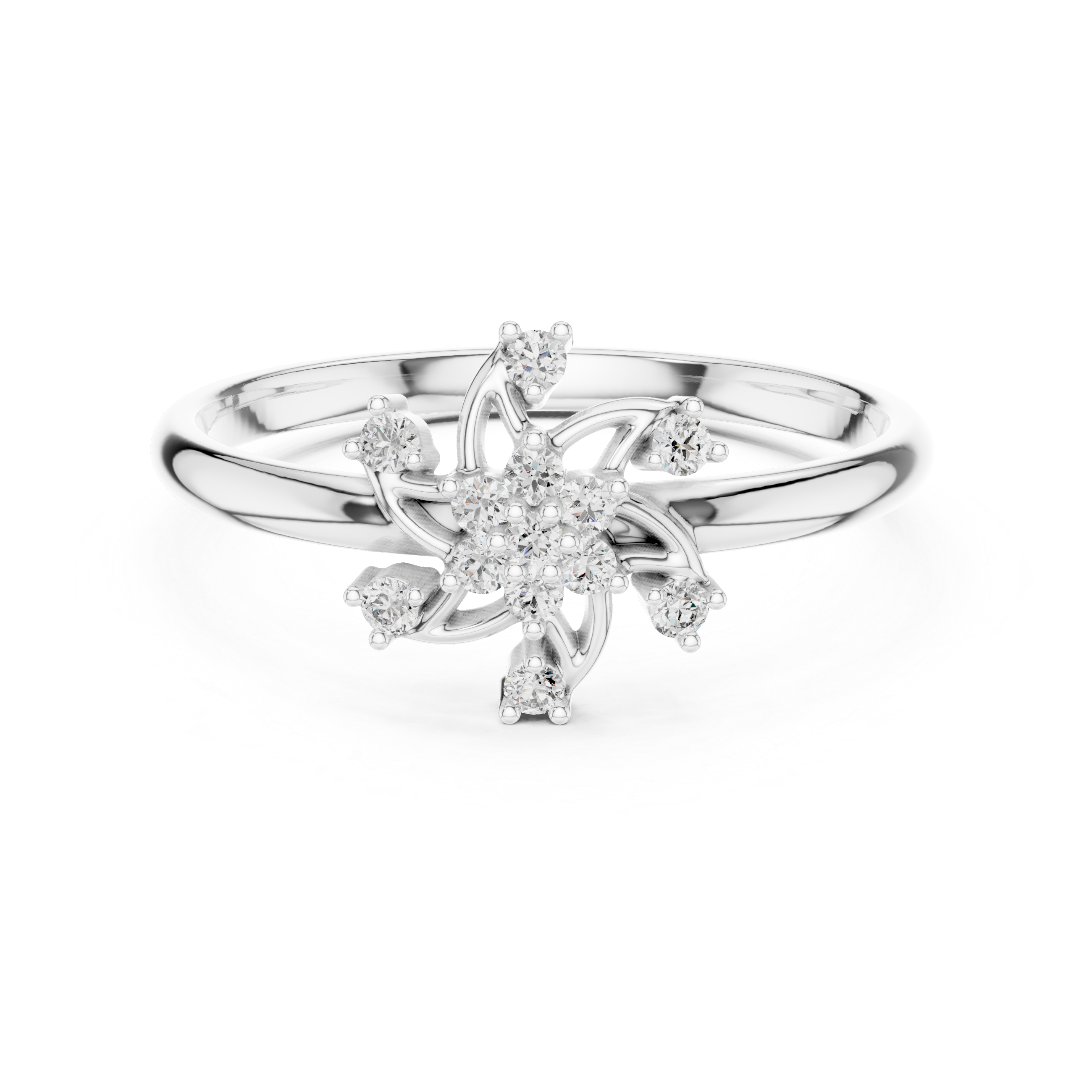 Twisted Floral Diamond Ring – Elegant Swirl Cluster Design