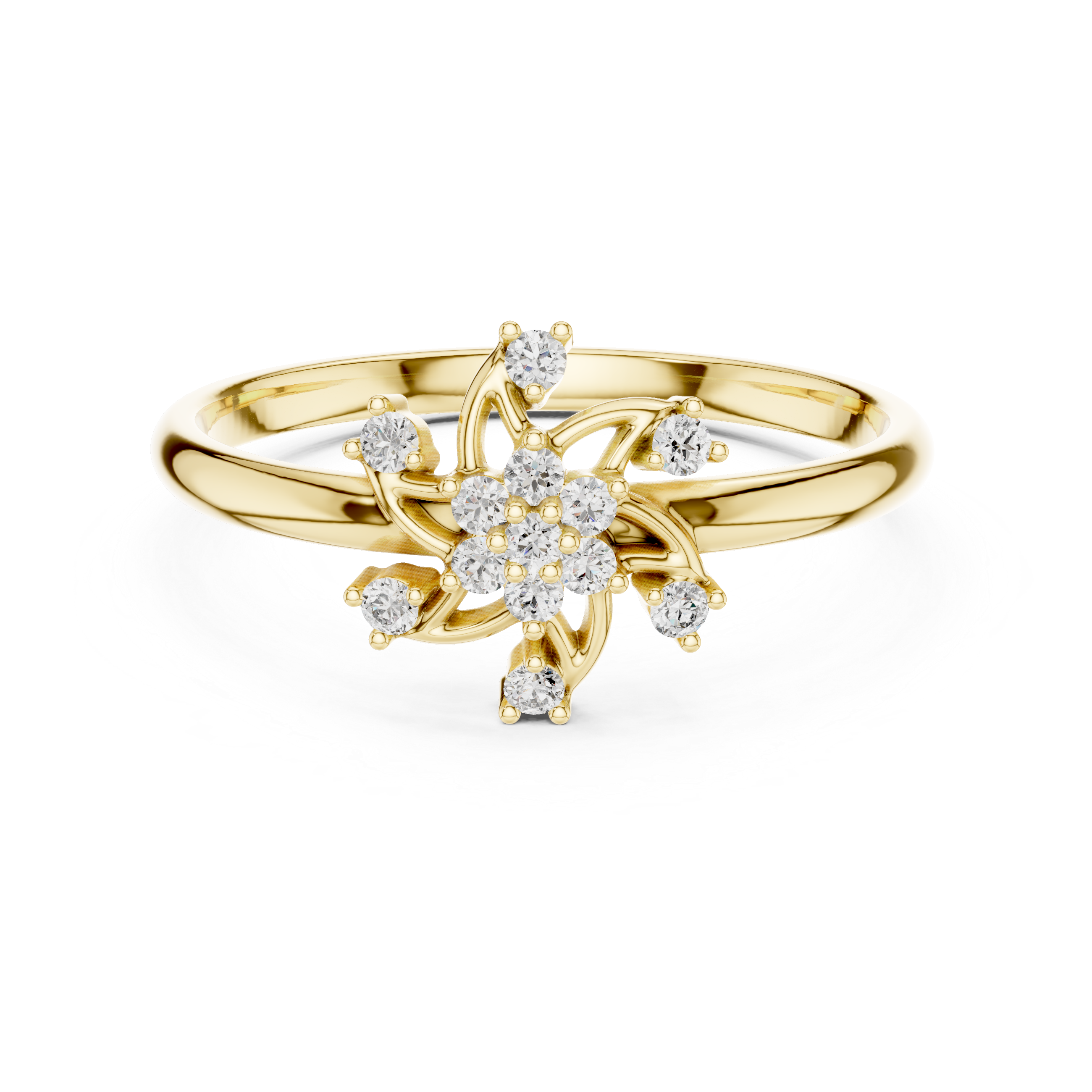 Twisted Floral Diamond Ring – Elegant Swirl Cluster Design