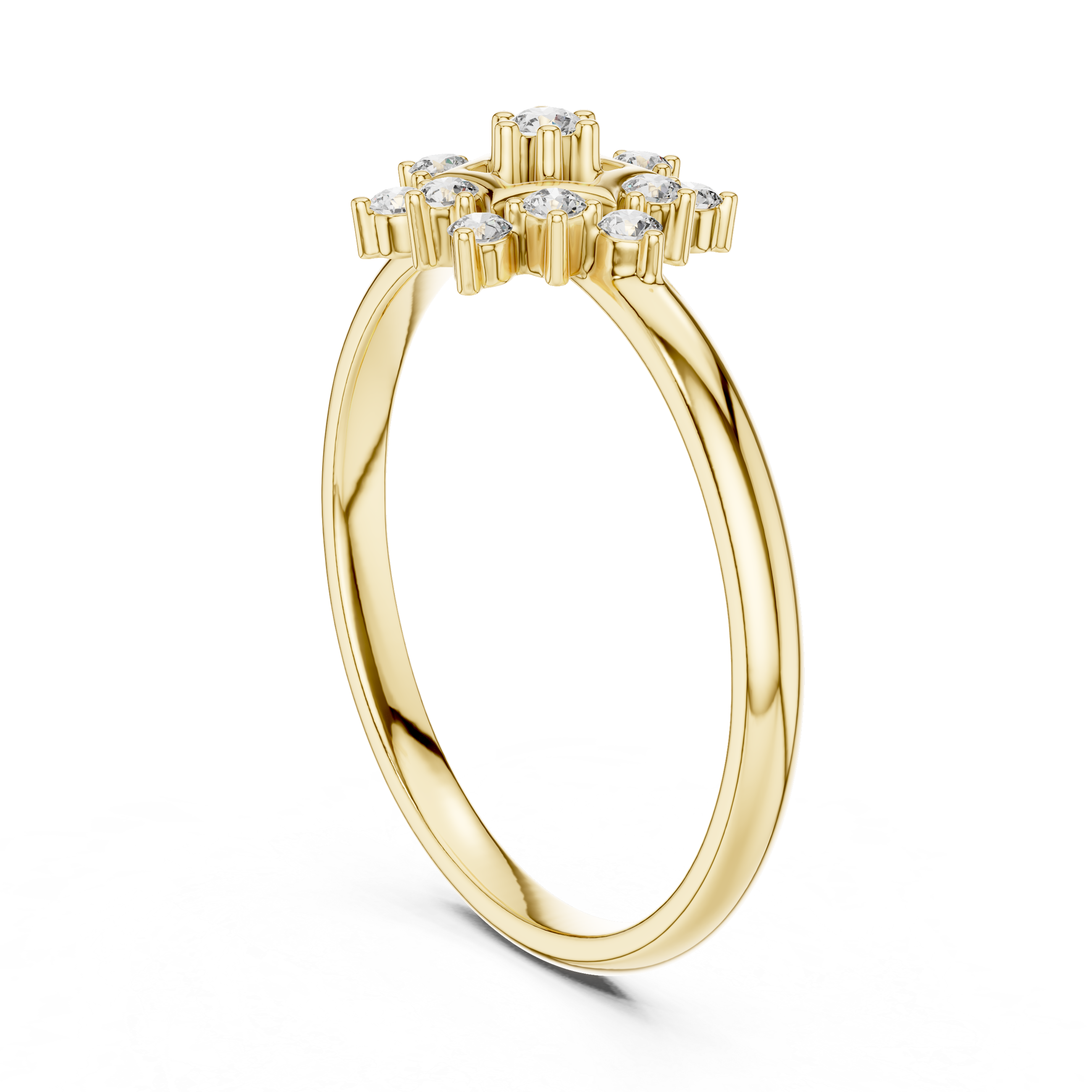 Star Halo Diamond Cluster Ring – Minimal Geometric Floral Design