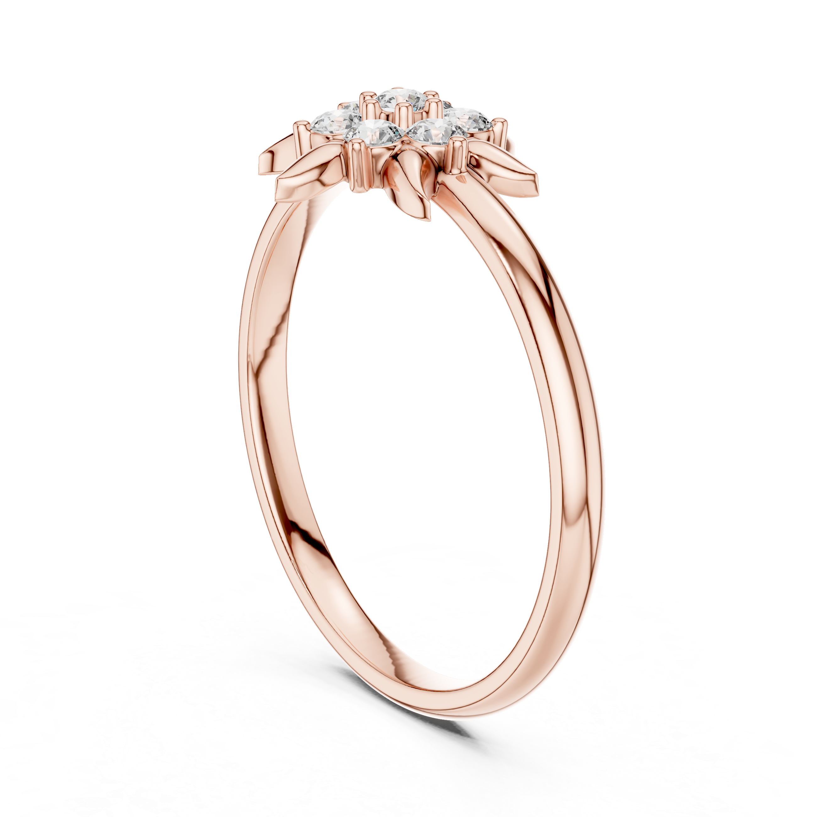 Floral Star Diamond Cluster Ring with Petal Detailing