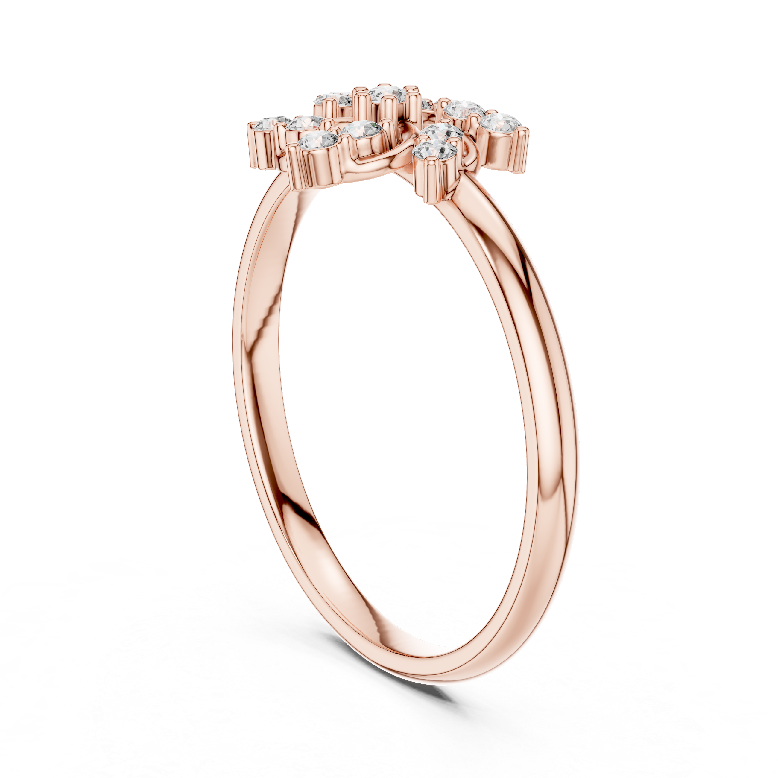 Abstract Swirl Diamond Cluster Ring with Openwork Design