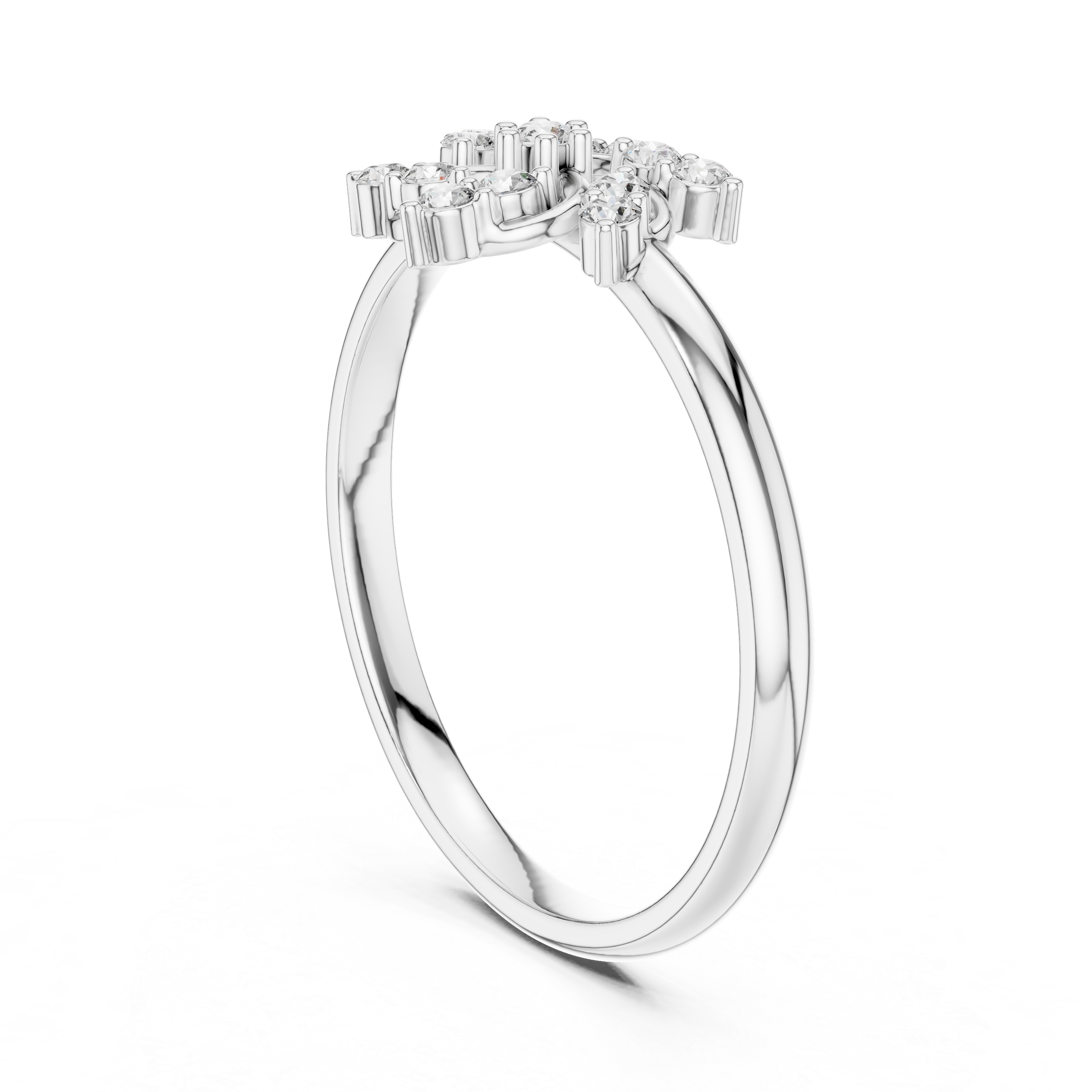 Abstract Swirl Diamond Cluster Ring with Openwork Design