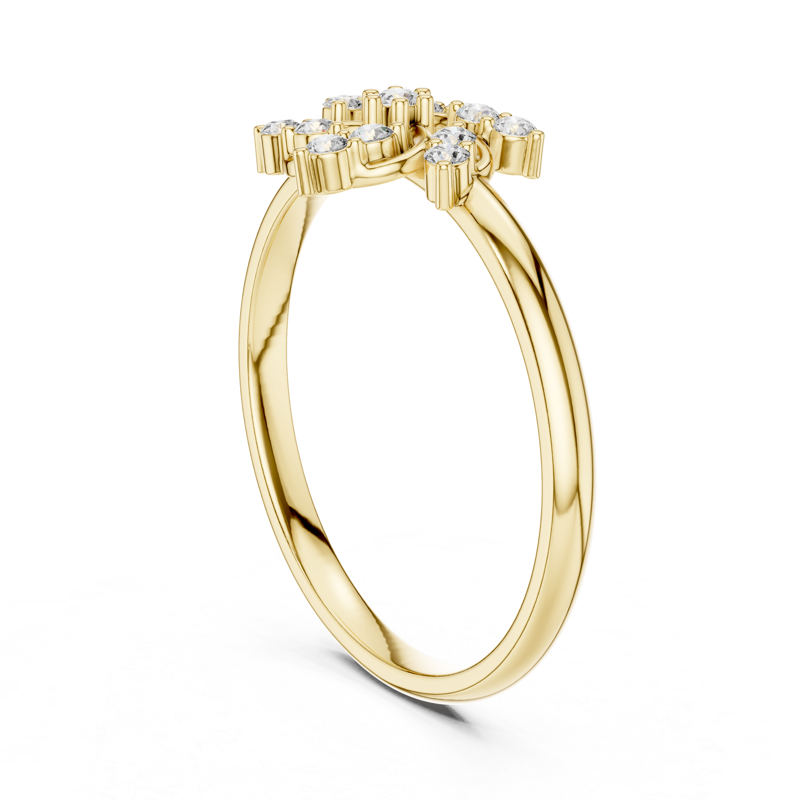 Abstract Swirl Diamond Cluster Ring with Openwork Design