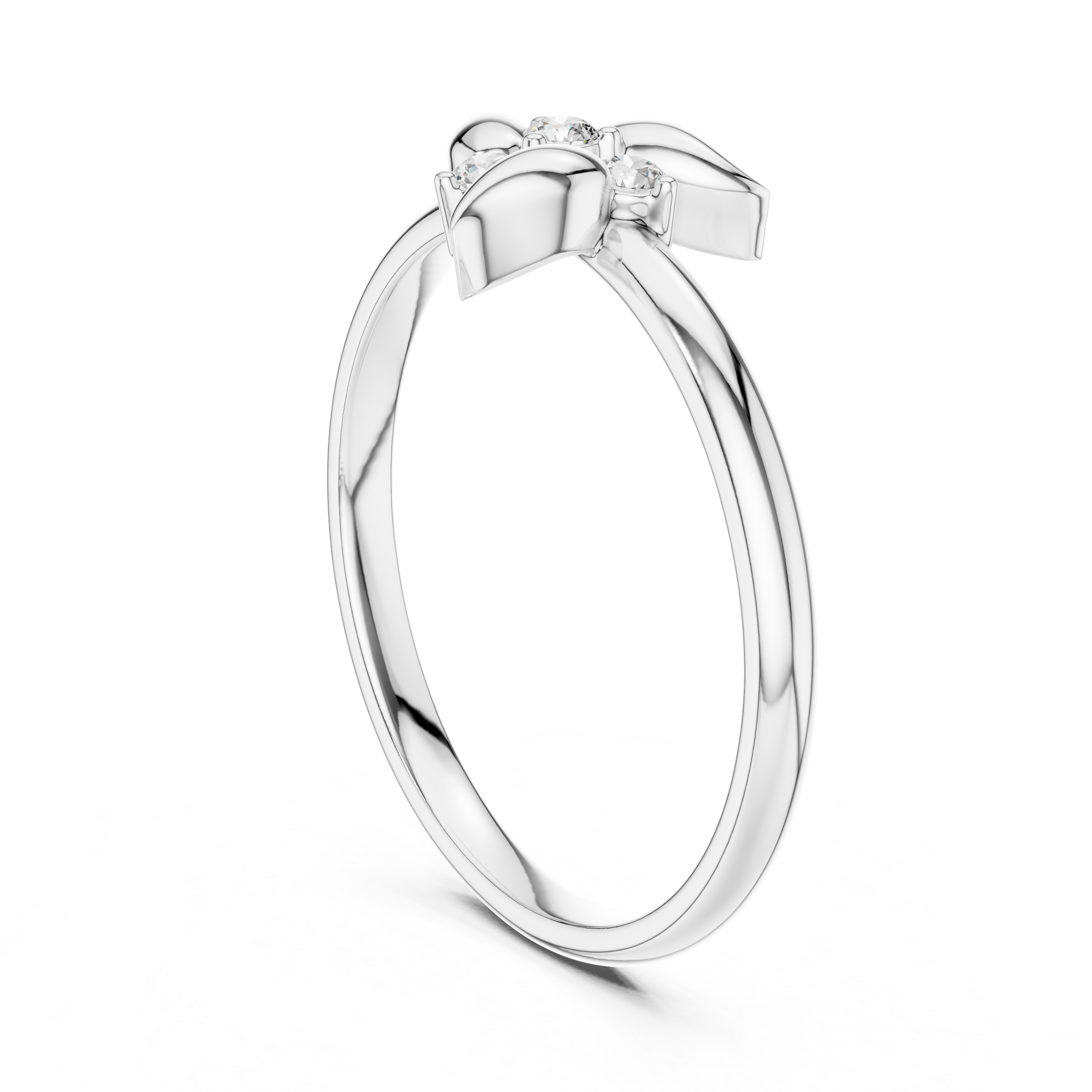 Minimal Leaf Accent Diamond Cluster Ring