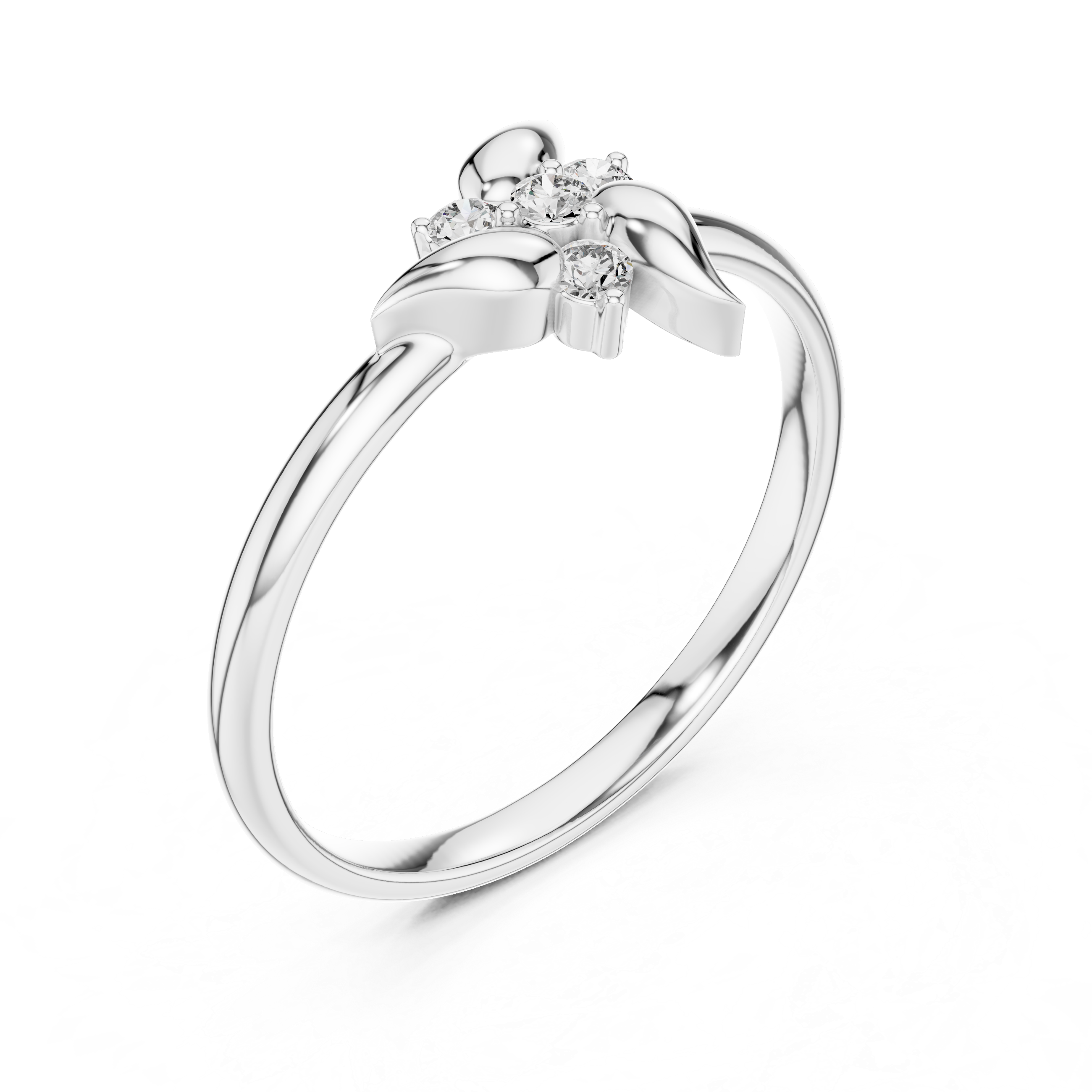 Minimal Leaf Accent Diamond Cluster Ring