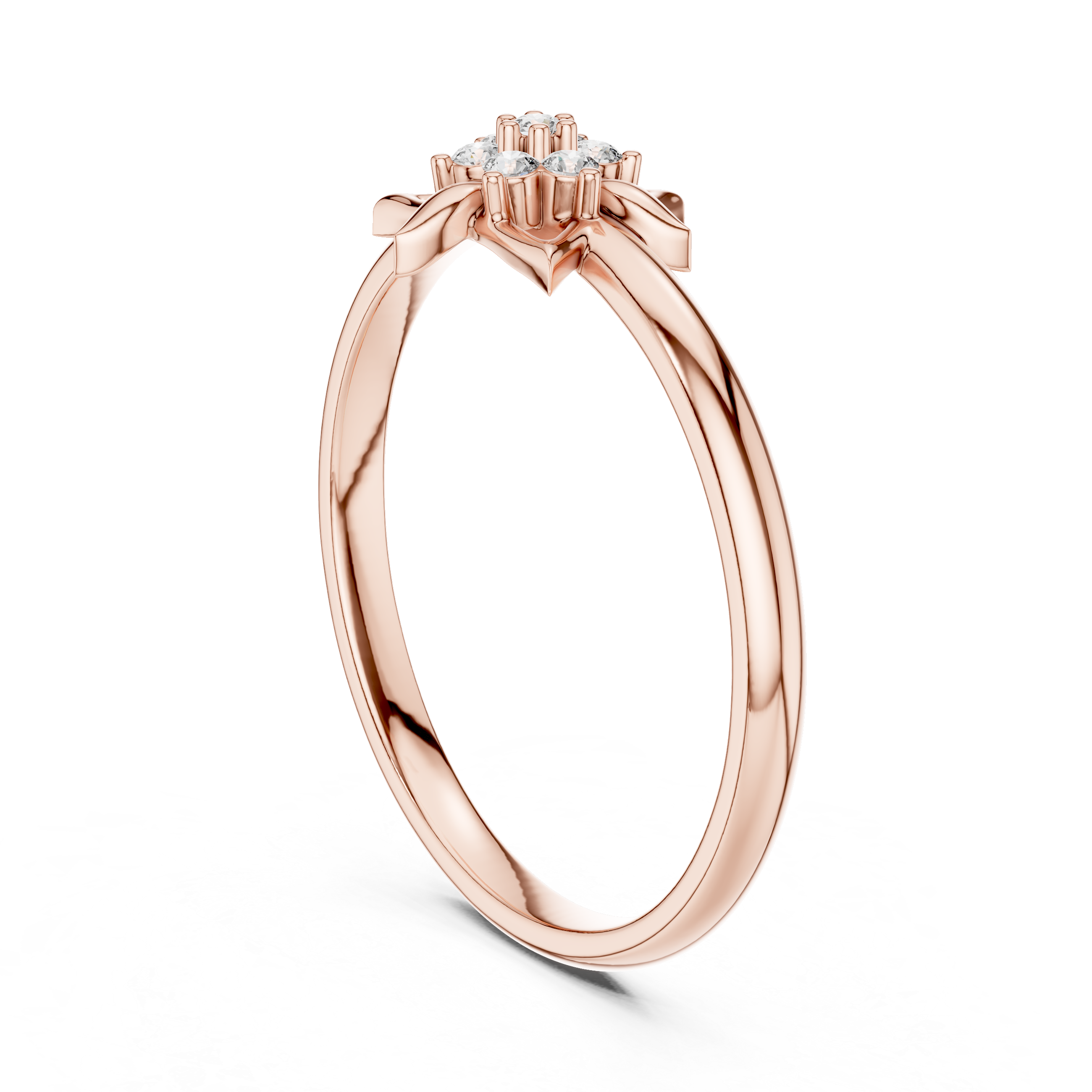 Geometric Star Diamond Cluster Ring with Floral Accents