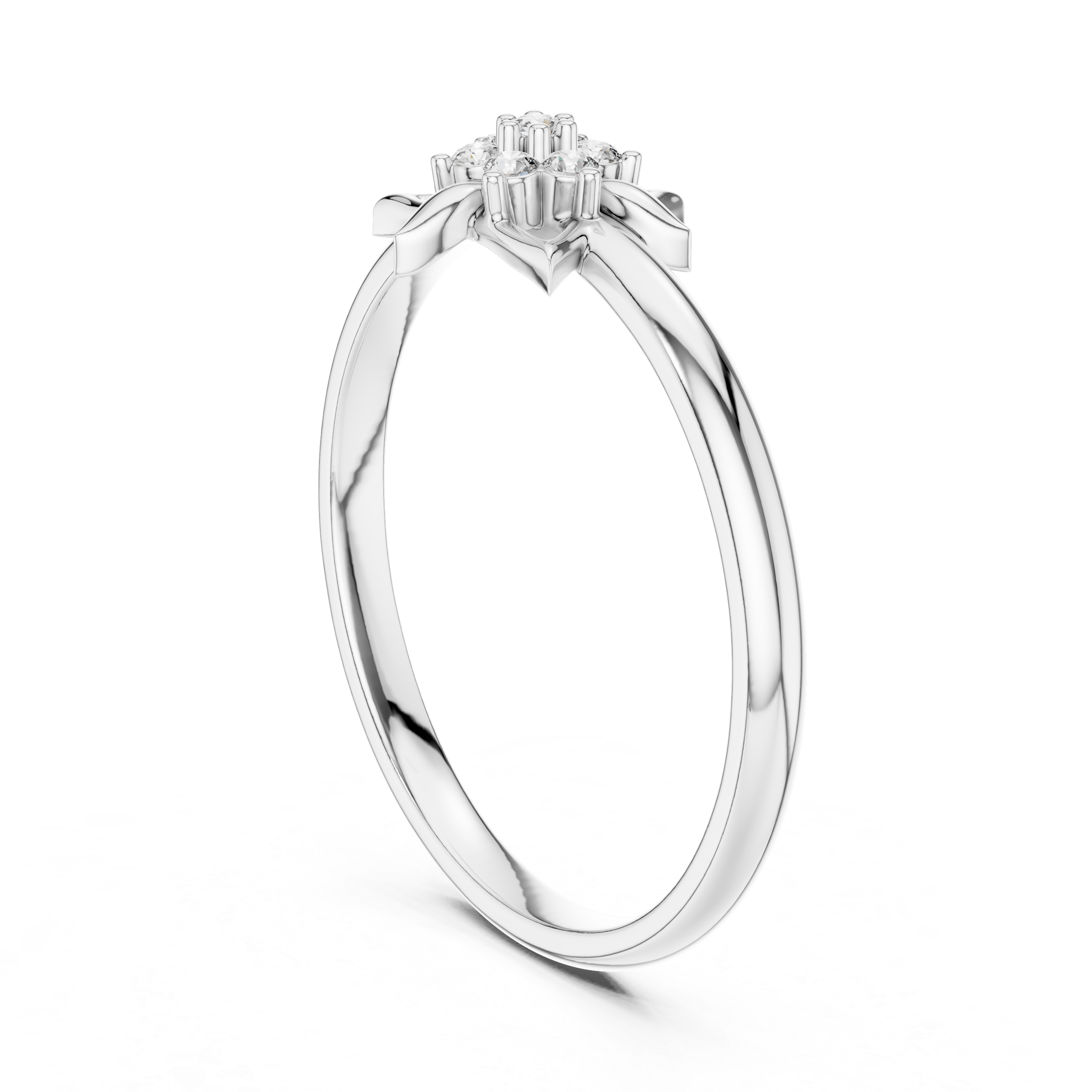 Geometric Star Diamond Cluster Ring with Floral Accents