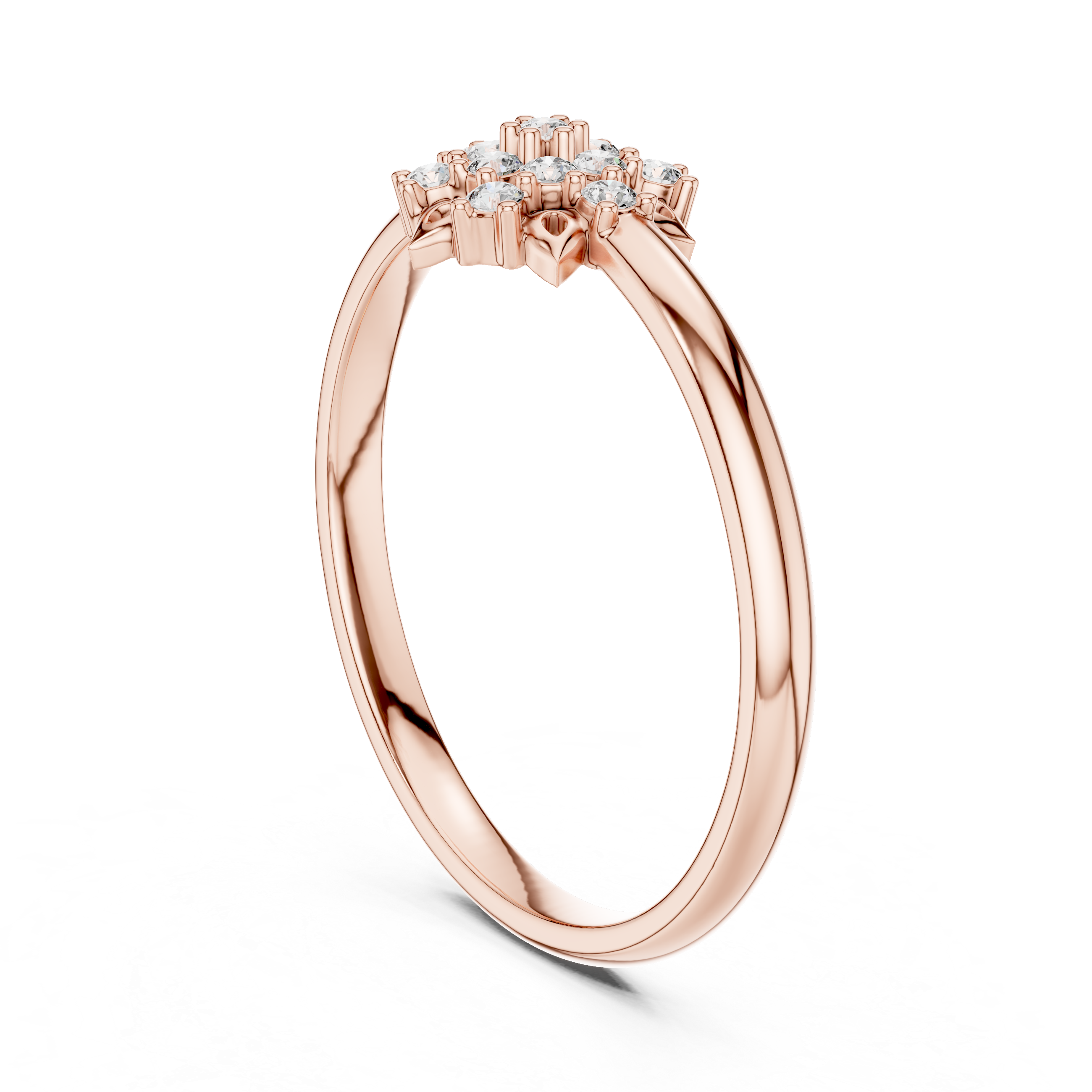 Sunburst Diamond Cluster Ring with Geometric Floral Detail