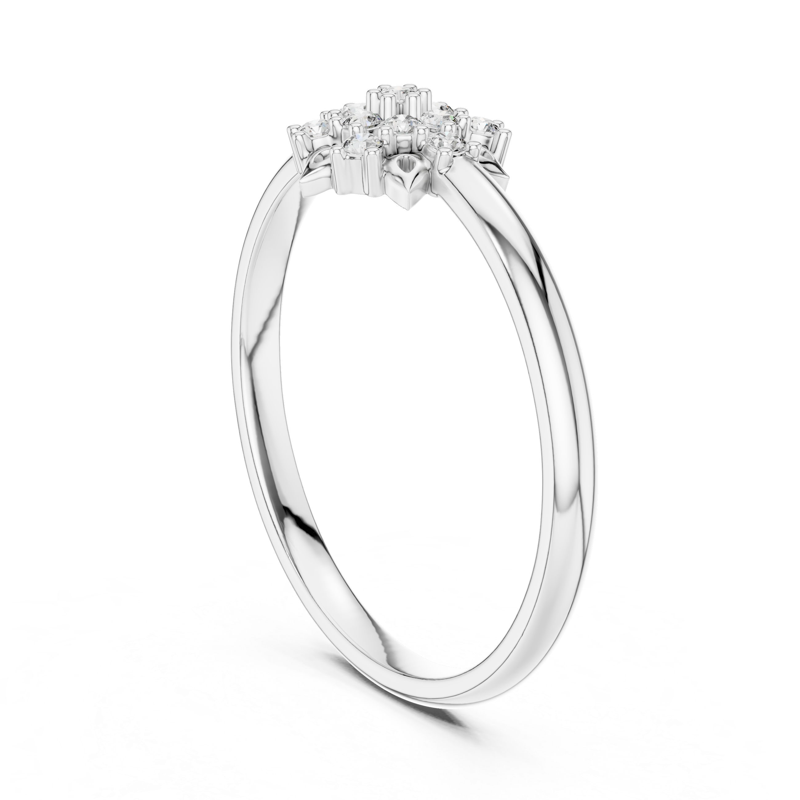 Sunburst Diamond Cluster Ring with Geometric Floral Detail